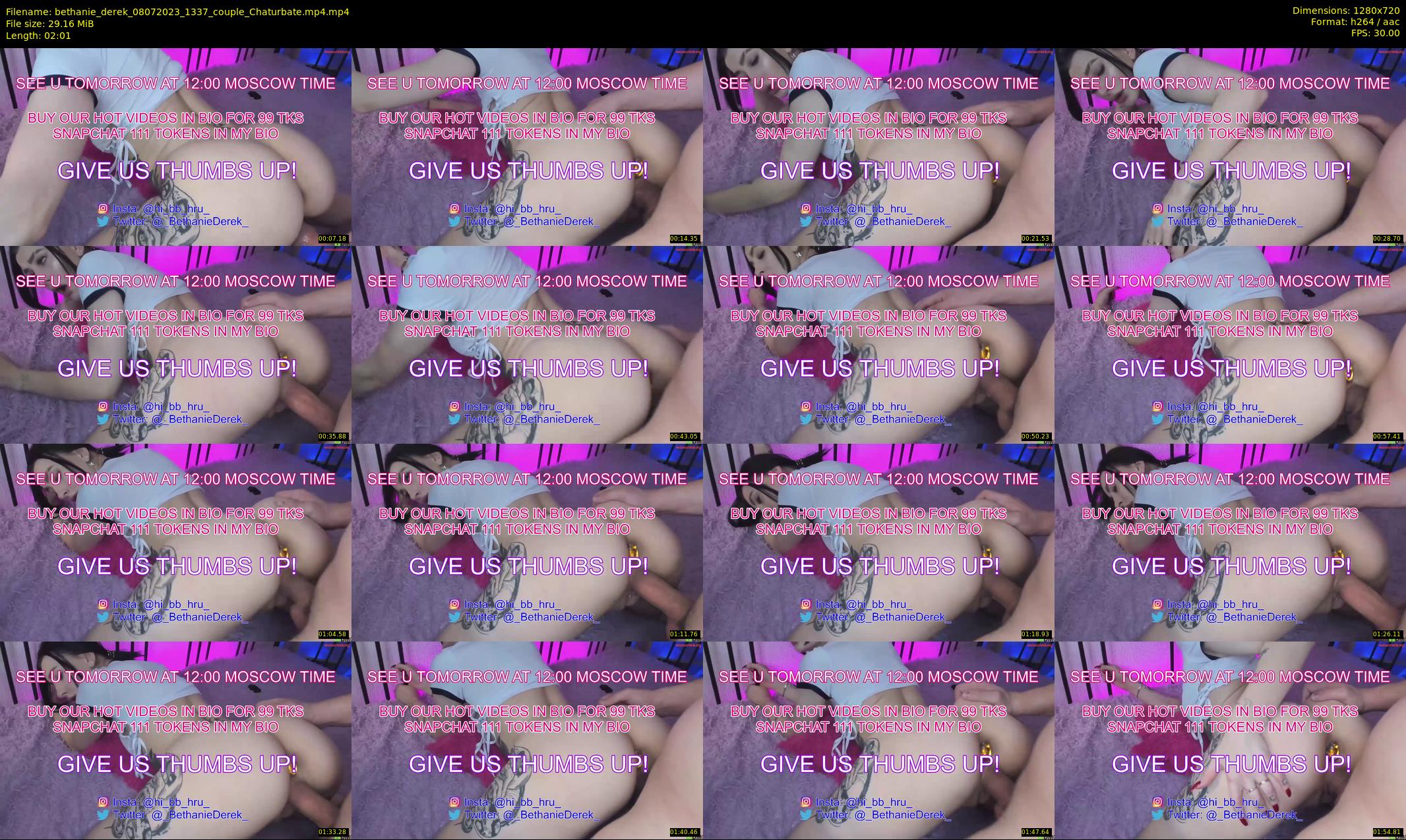 bethanie_derek — 3 minute Chaturbate couple cam show recording, 720p, Jul 8, 2023