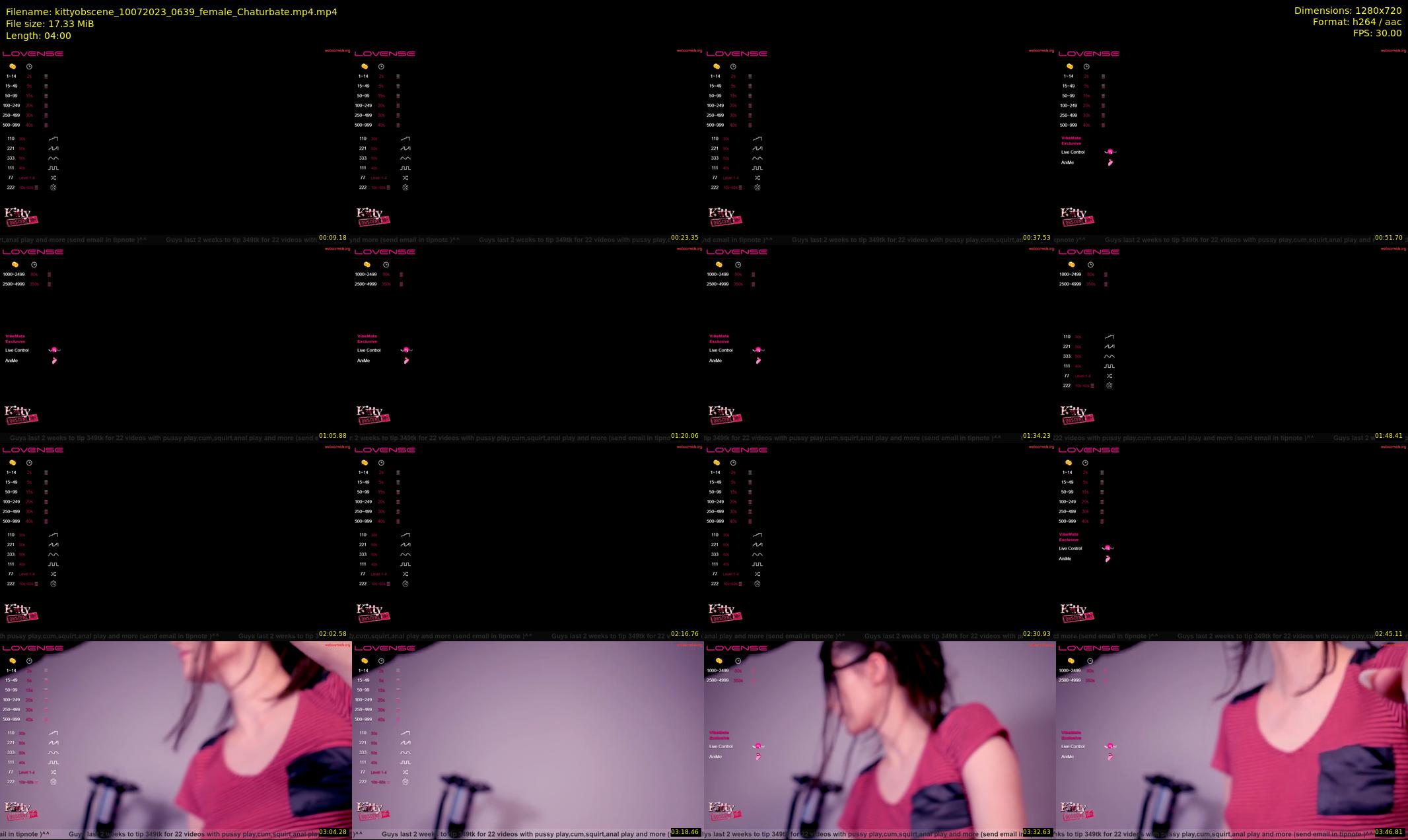 kittyobscene — 4 minute Chaturbate female cam show recording, 720p, Jul 10, 2023
