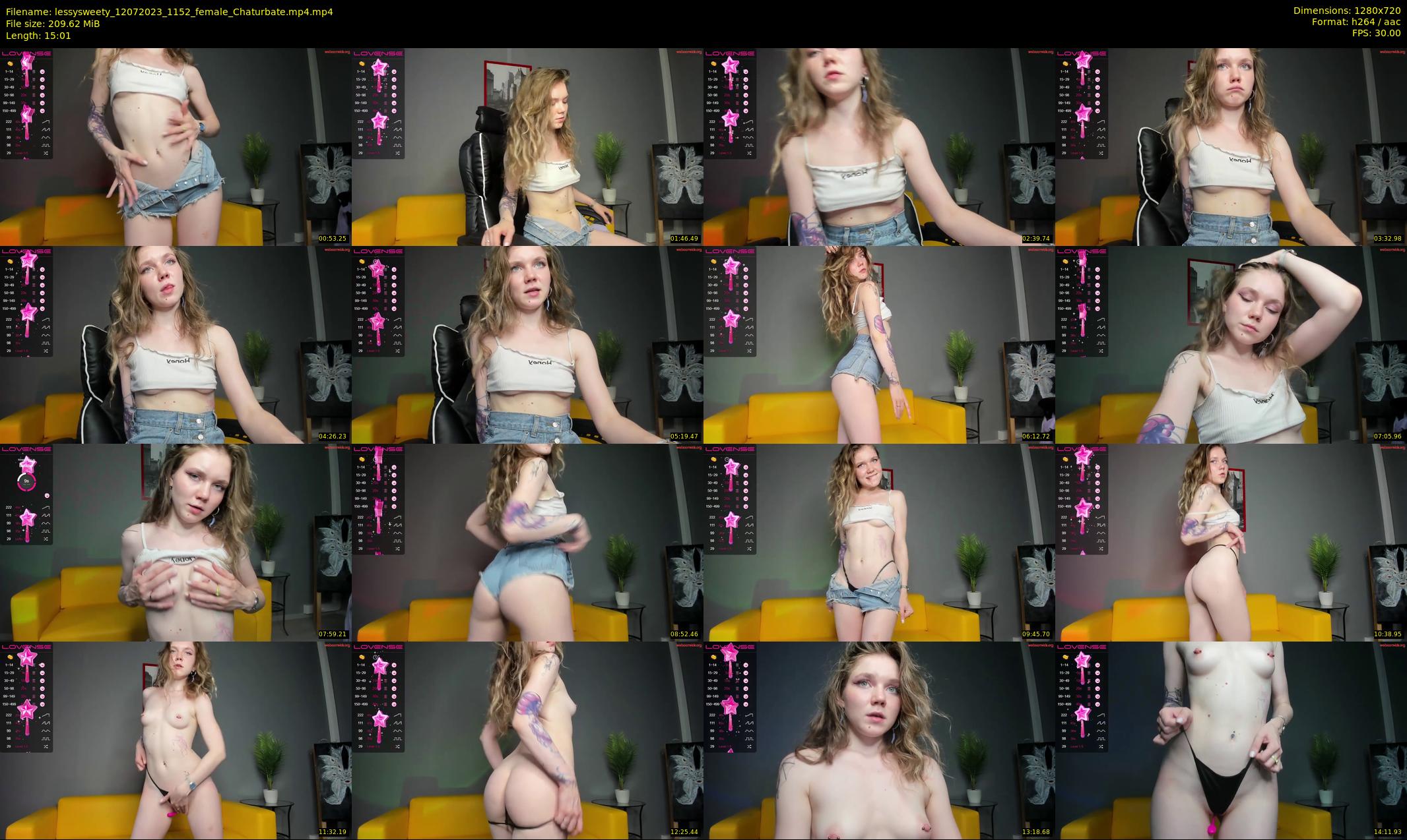 lessysweety — 16 minute Chaturbate female cam show recording, 720p, Jul 12, 2023
