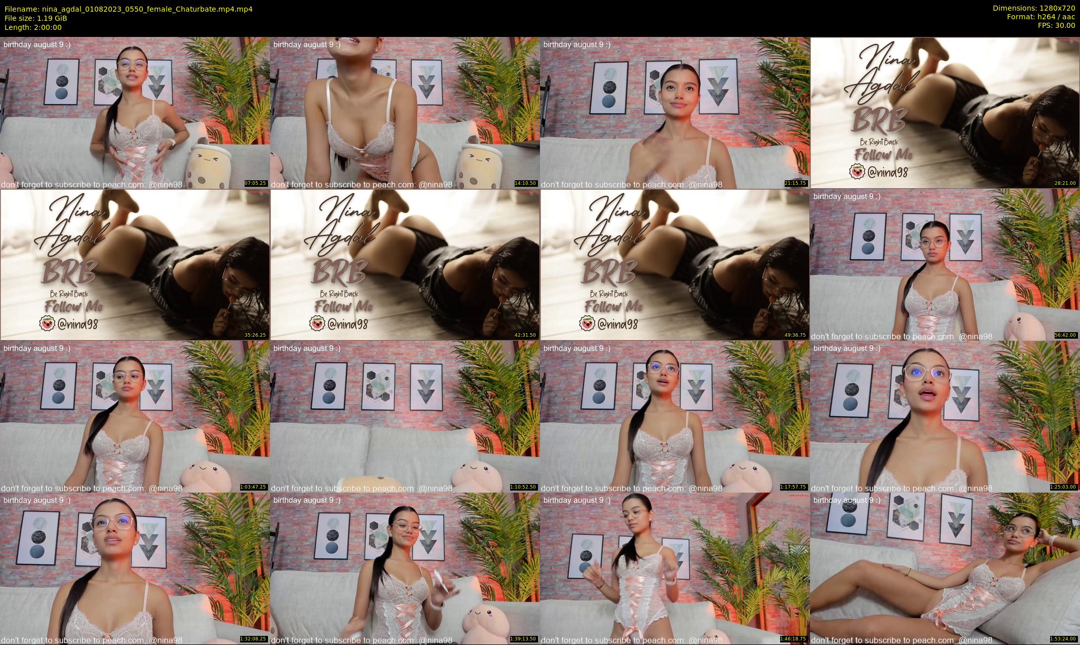 nina_agdal — 120 minute Chaturbate female cam show recording, 720p, Aug 1, 2023