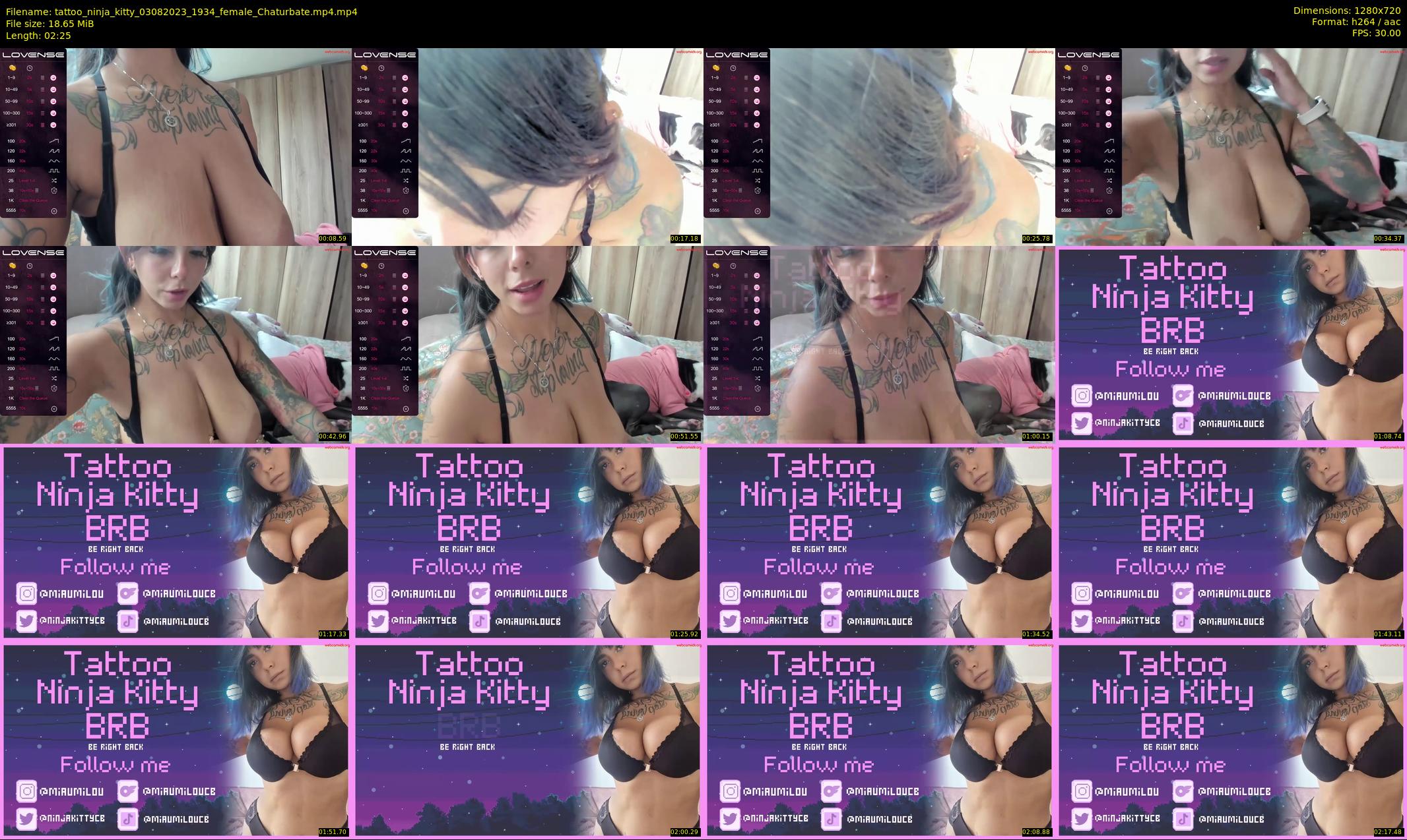 tattoo_ninja_kitty — 3 minute Chaturbate female cam show recording, 720p, Aug 3, 2023