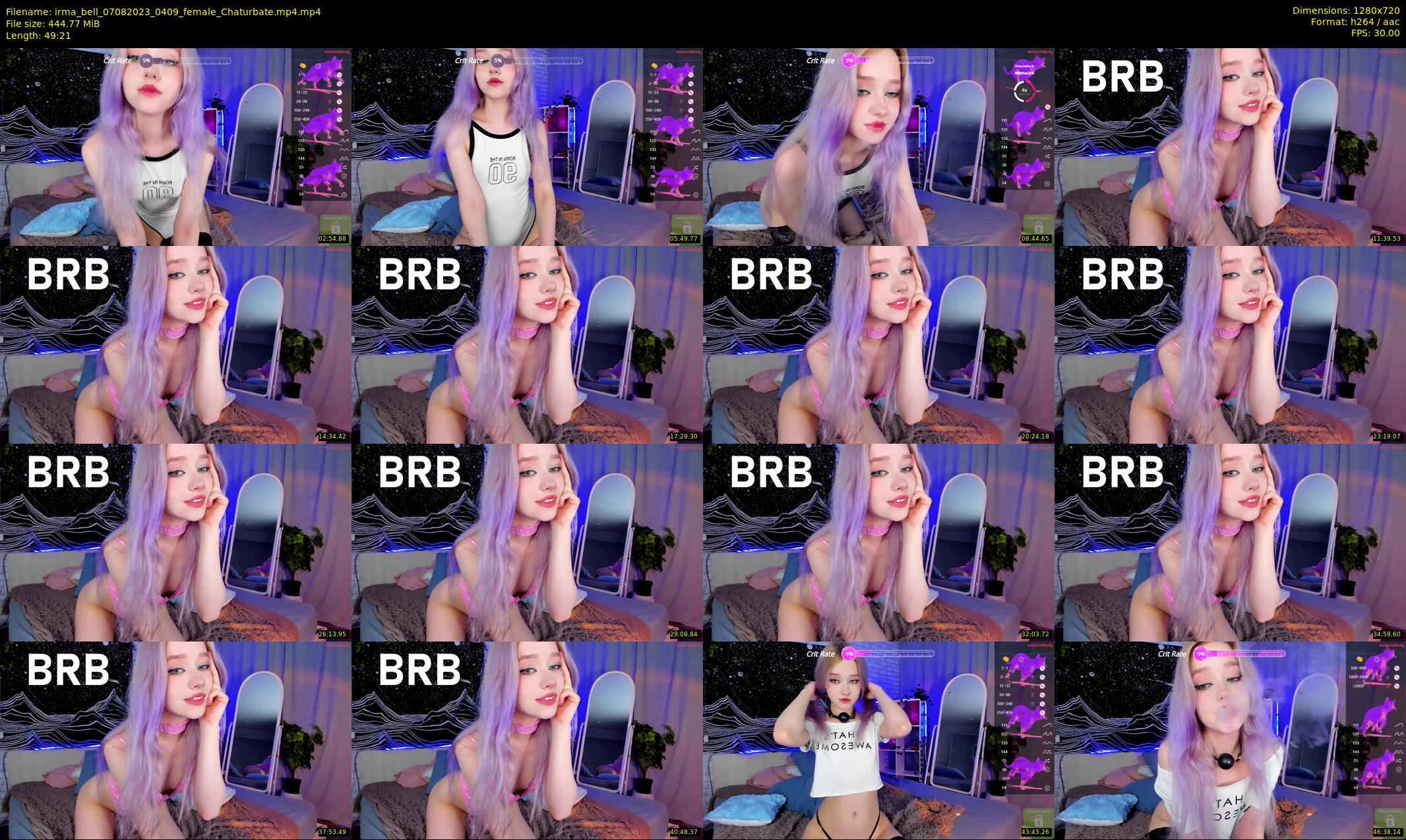 irma_bell — 50 minute Chaturbate female cam show recording, 720p, Aug 7, 2023