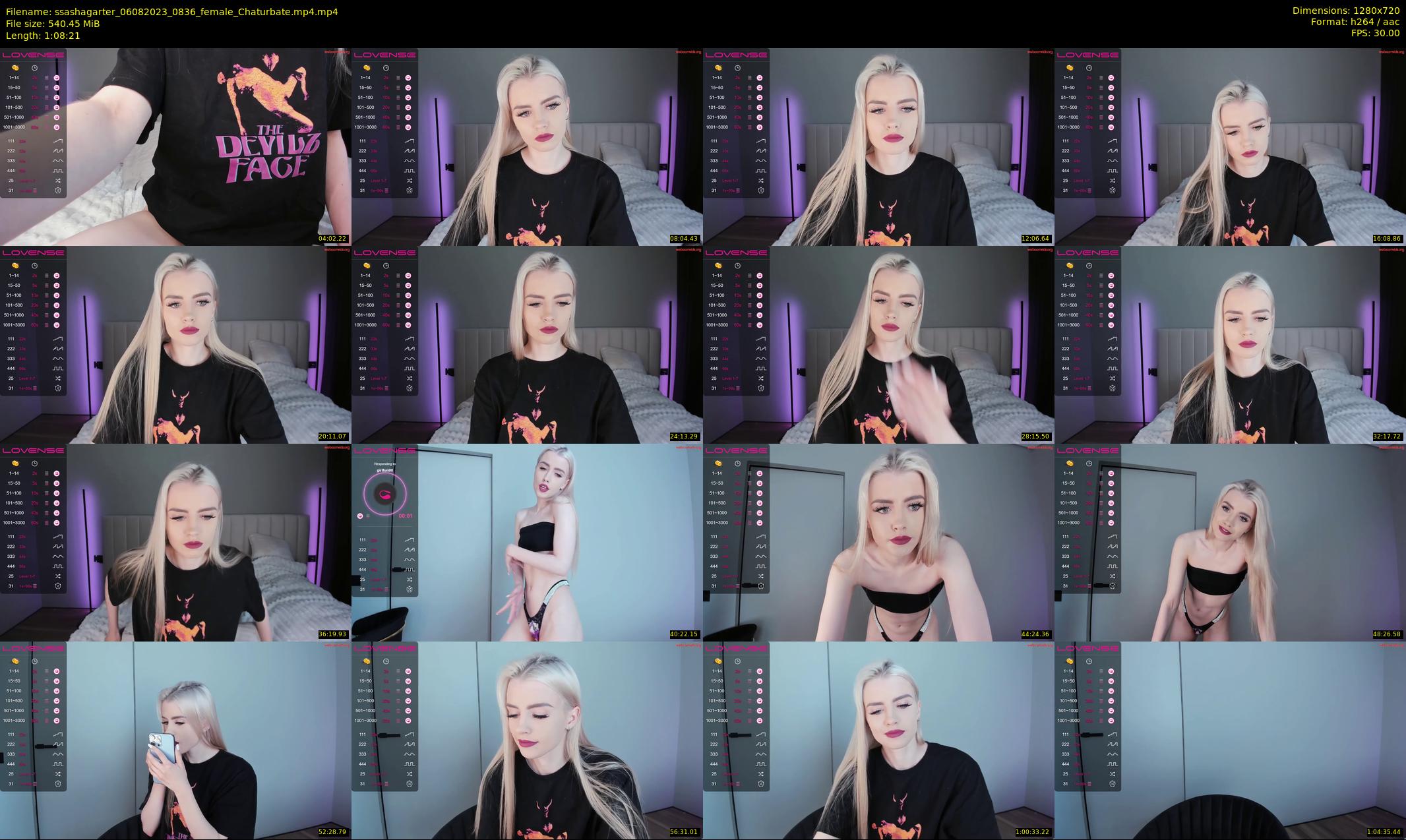 ssashagarter — 69 minute Chaturbate female cam show recording, 720p, Aug 6, 2023