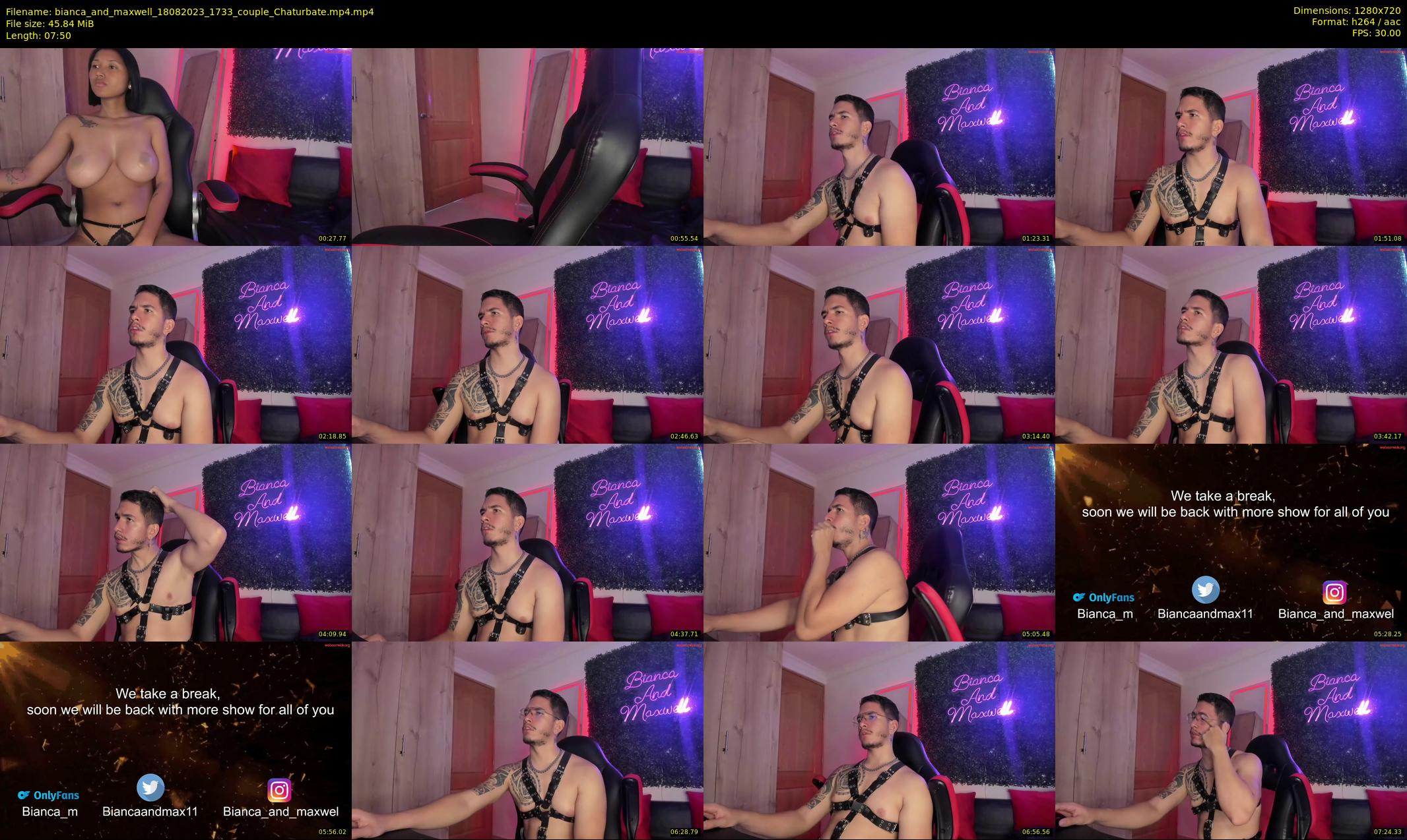 bianca_and_maxwell — 8 minute Chaturbate couple cam show recording, 720p, Aug 18, 2023