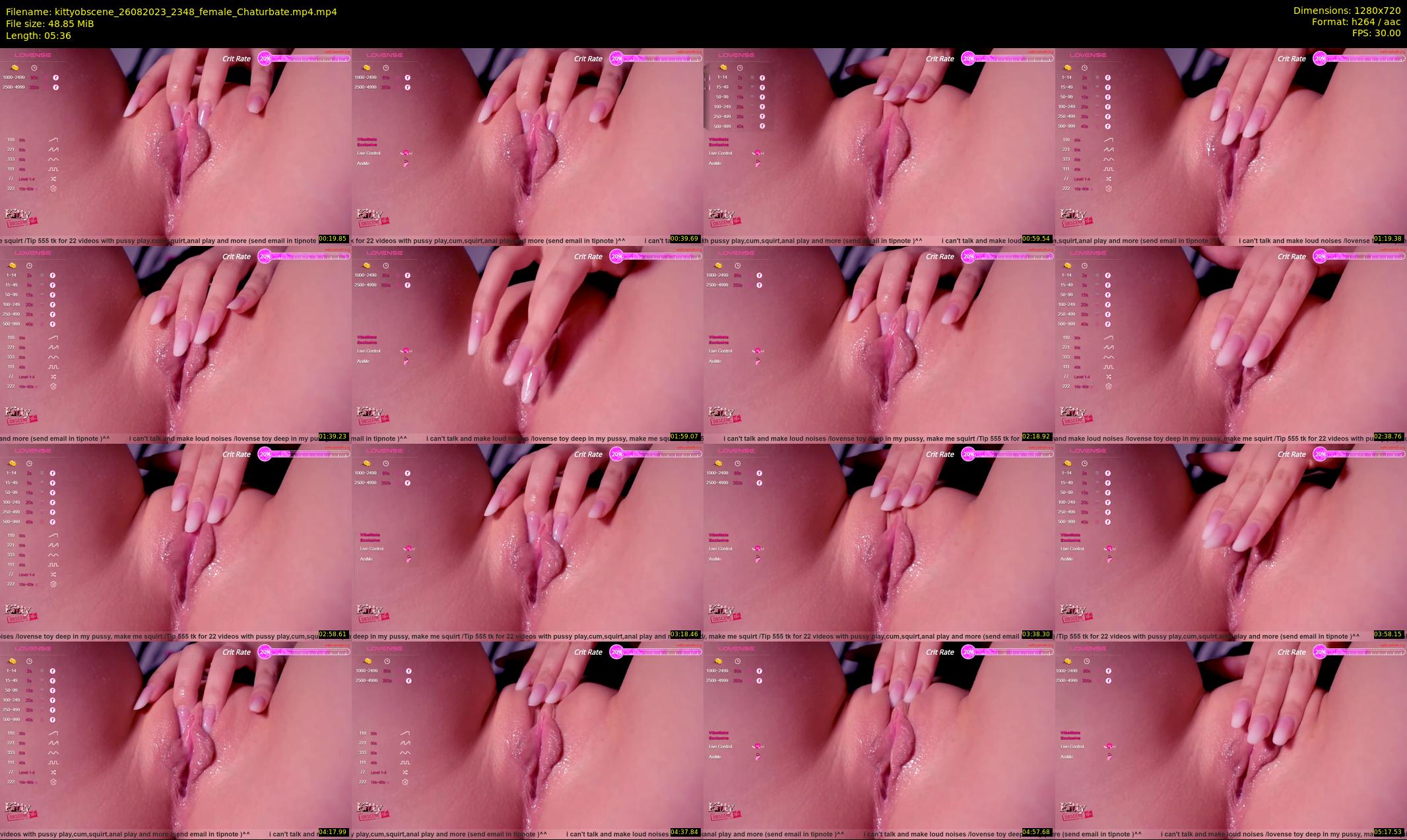 kittyobscene — 6 minute Chaturbate female cam show recording, 720p, Aug 26, 2023