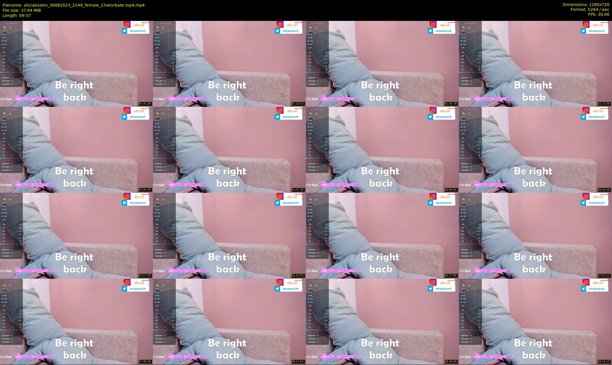 aliciakozlov — 10 minute Chaturbate female cam show recording, 720p, Aug 30, 2023