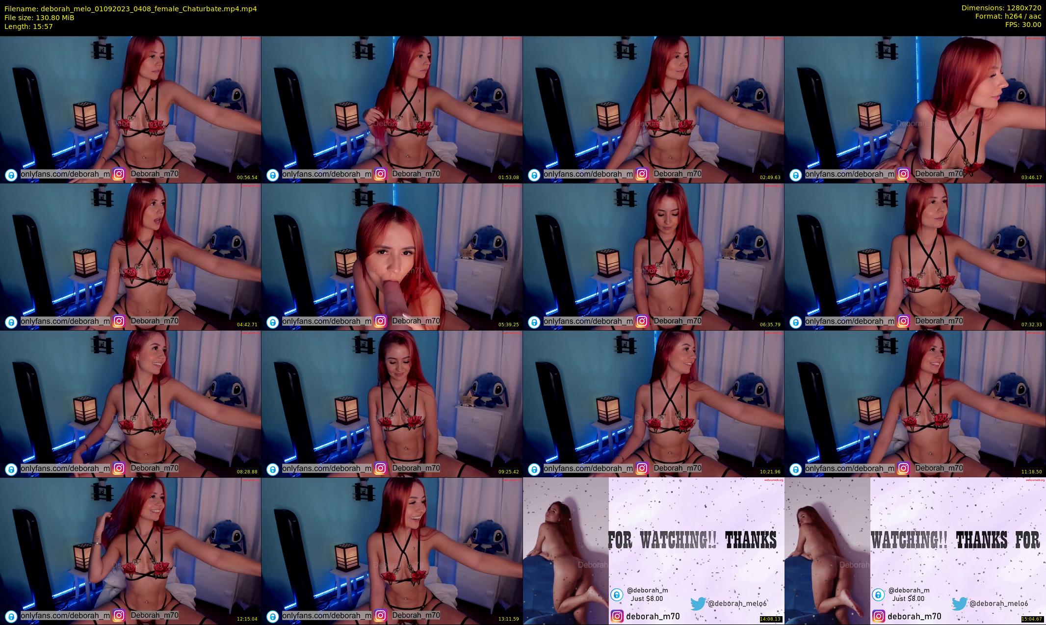 deborah_melo — 16 minute Chaturbate female cam show recording, 720p, Sep 1, 2023