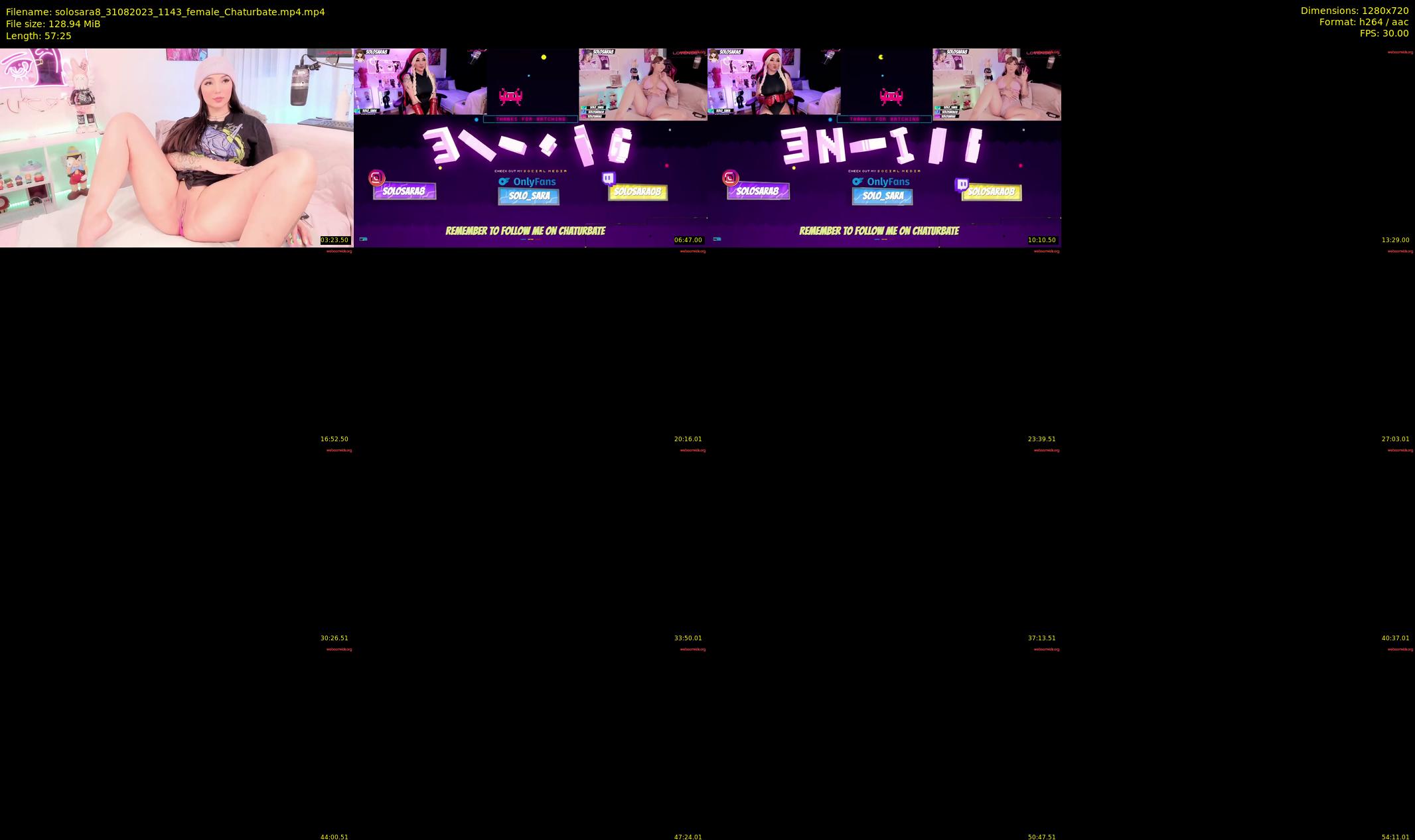 solosara8 — 58 minute Chaturbate female cam show recording, 720p, Aug 31, 2023