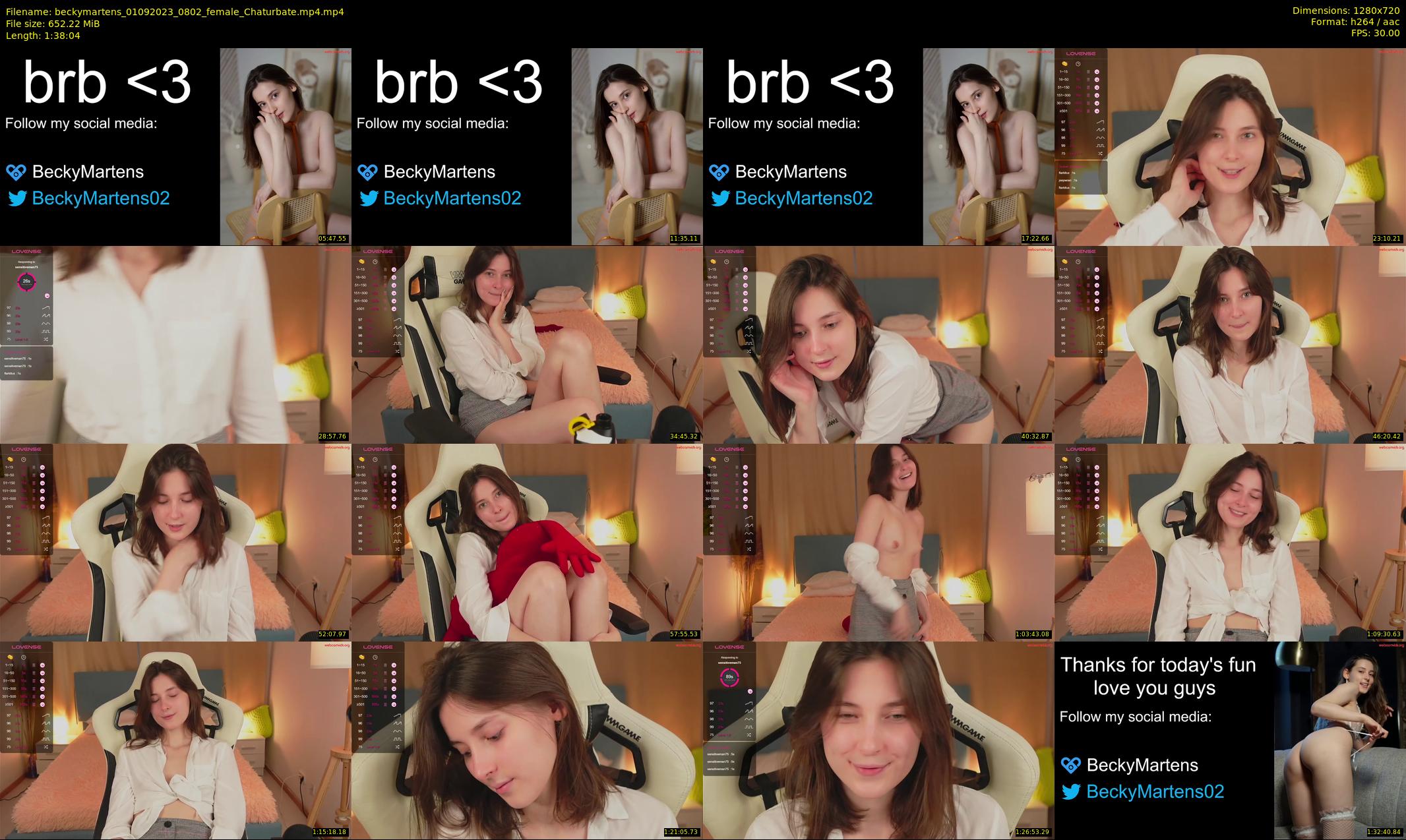 beckymartens — 99 minute Chaturbate female cam show recording, 720p, Sep 1, 2023