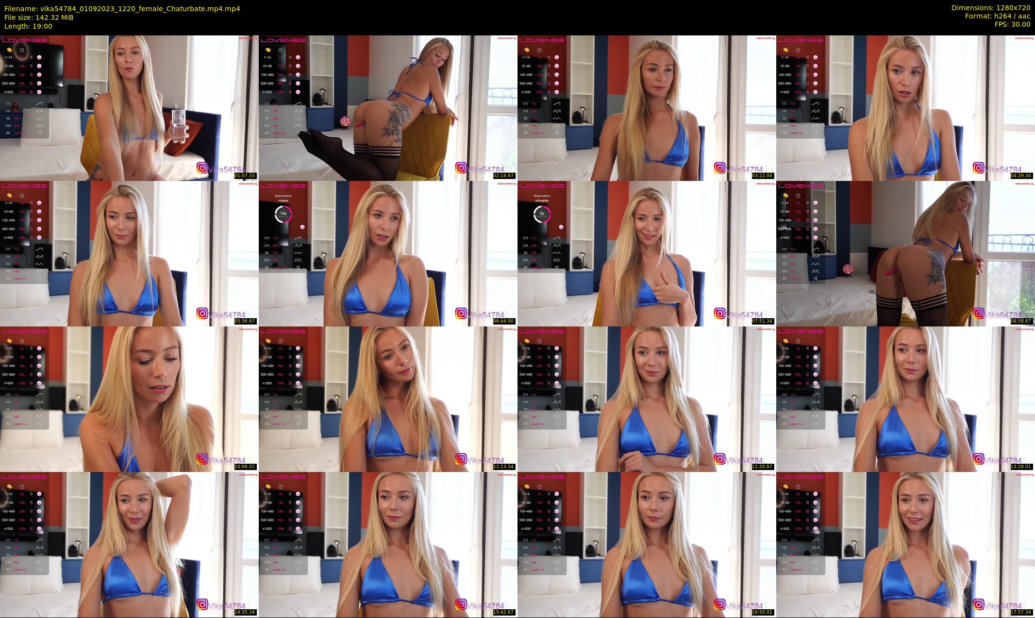 vika54784 — 19 minute Chaturbate female cam show recording, 720p, Sep 1, 2023