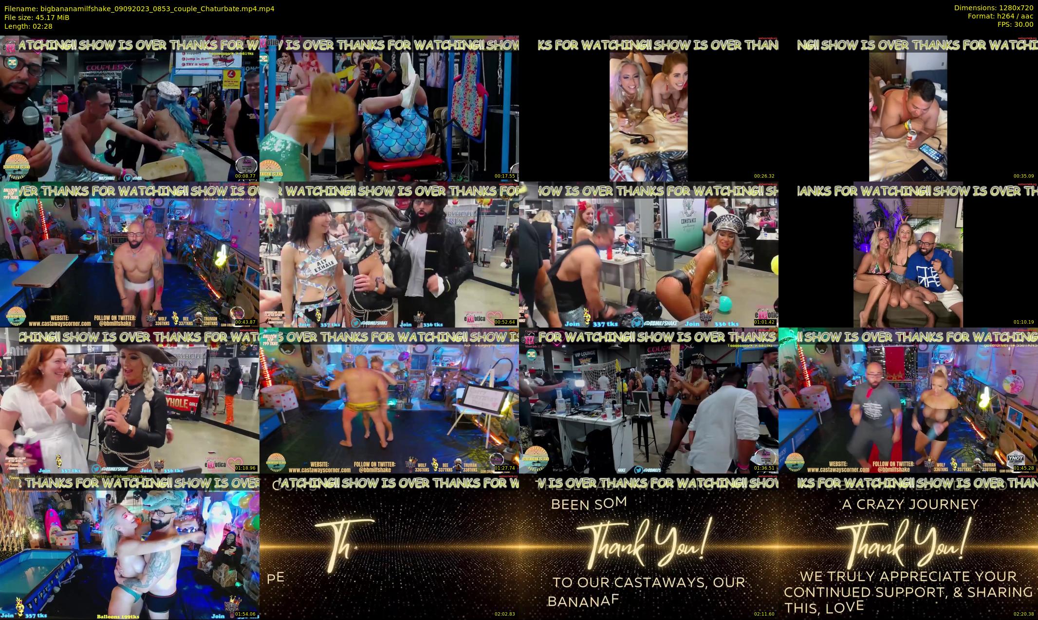 bigbananamilfshake — 3 minute Chaturbate couple cam show recording, 720p, Sep 9, 2023