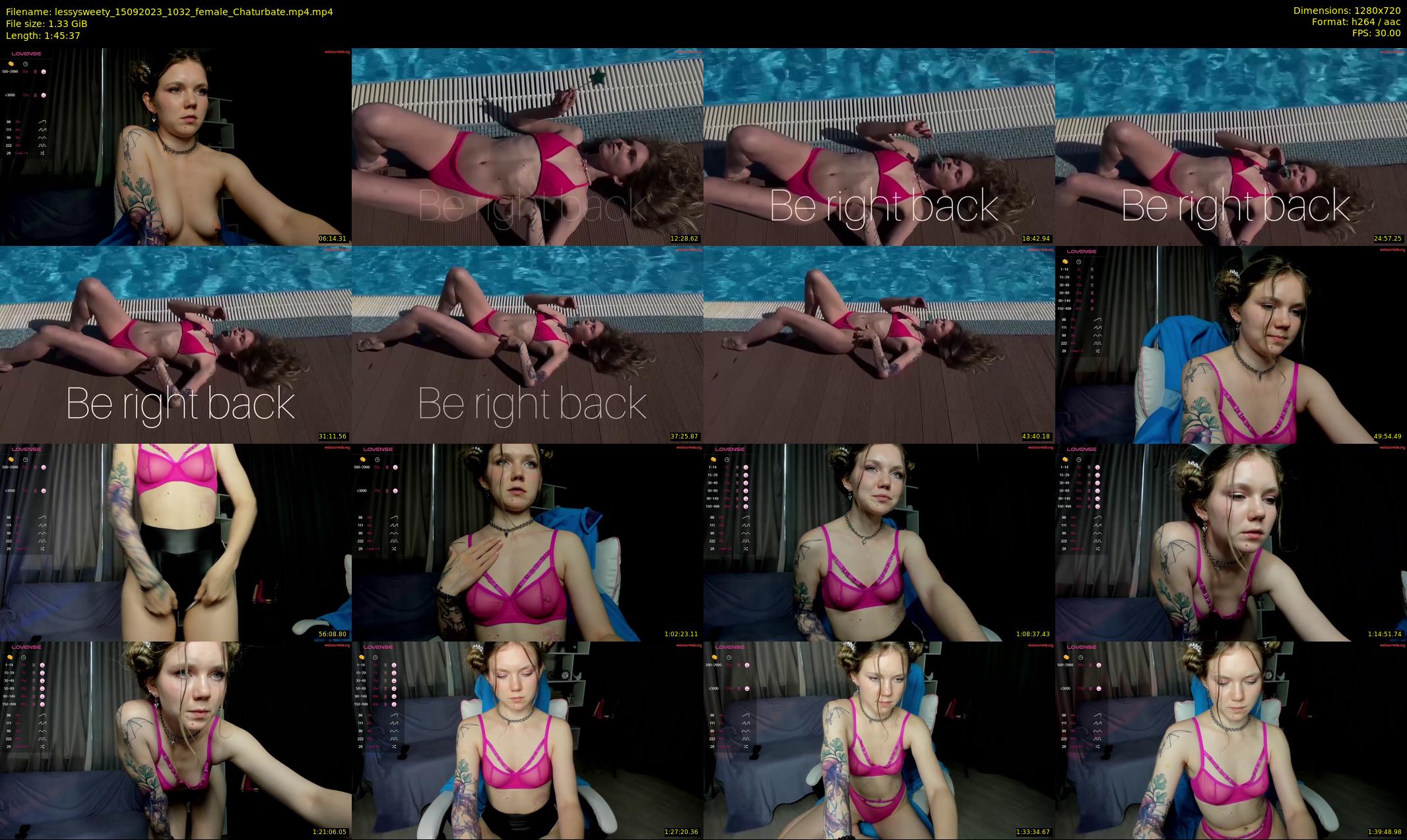 lessysweety — 106 minute Chaturbate female cam show recording, 720p, Sep 15, 2023