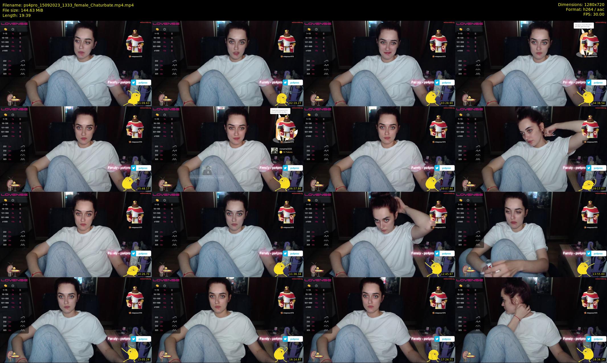ps4pro — 20 minute Chaturbate female cam show recording, 720p, Sep 15, 2023