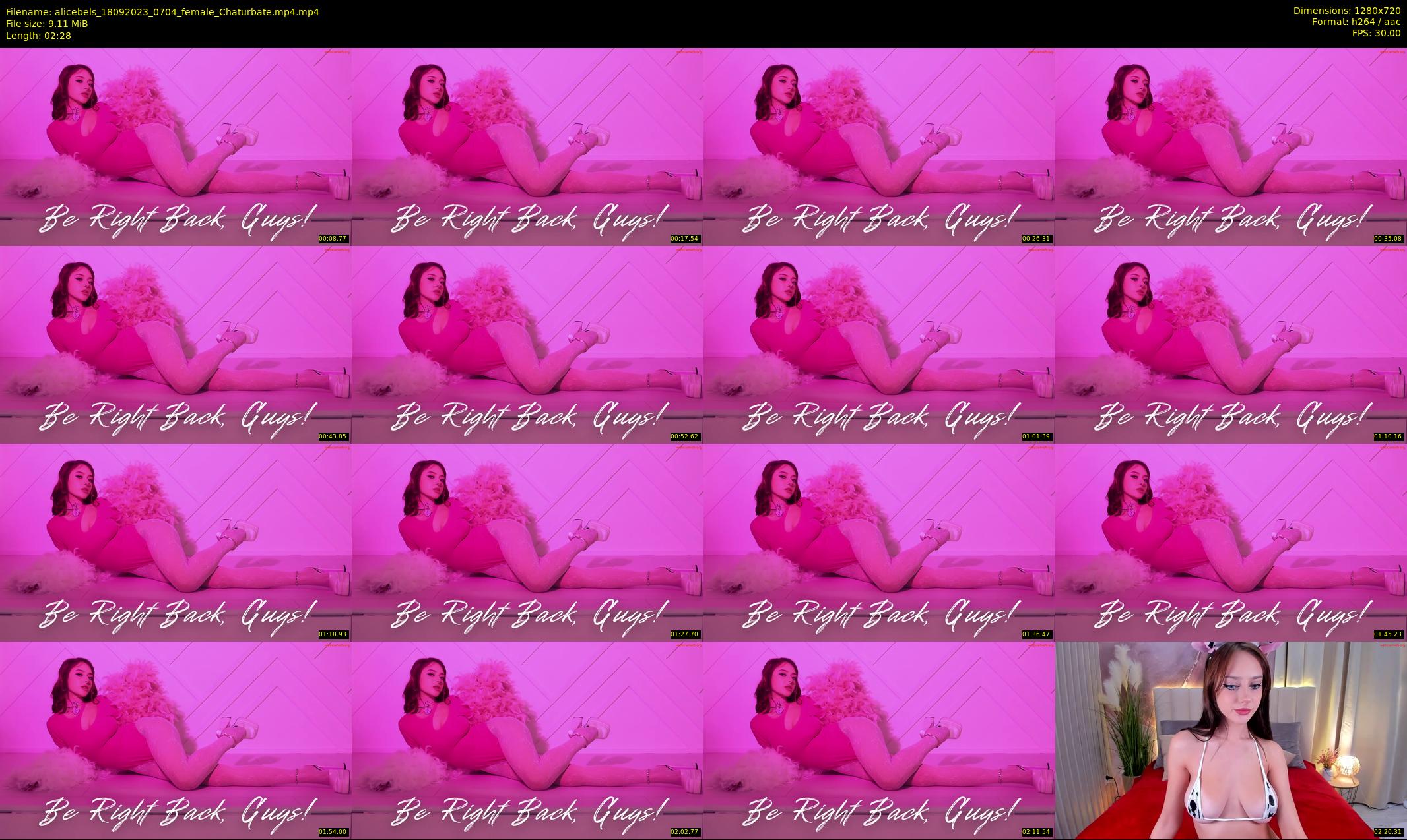 alicebels — 3 minute Chaturbate female cam show recording, 720p, Sep 18, 2023