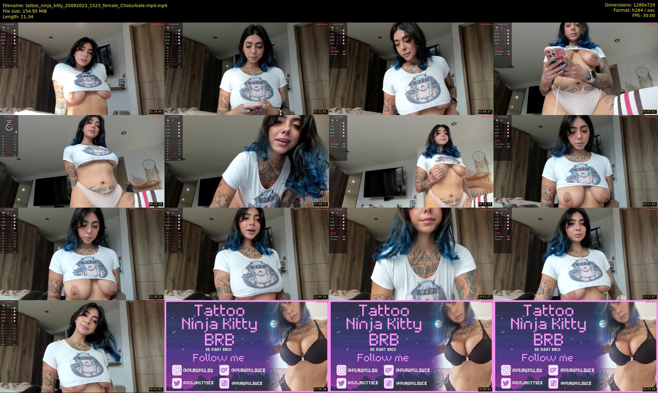 tattoo_ninja_kitty — 22 minute Chaturbate female cam show recording, 720p, Sep 20, 2023