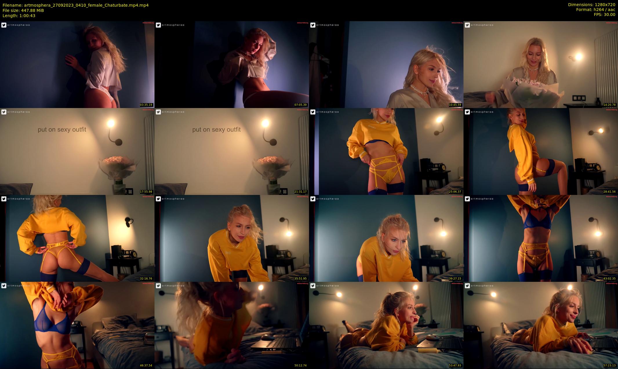 artmosphera — 61 minute Chaturbate female cam show recording, 720p, Sep 27, 2023