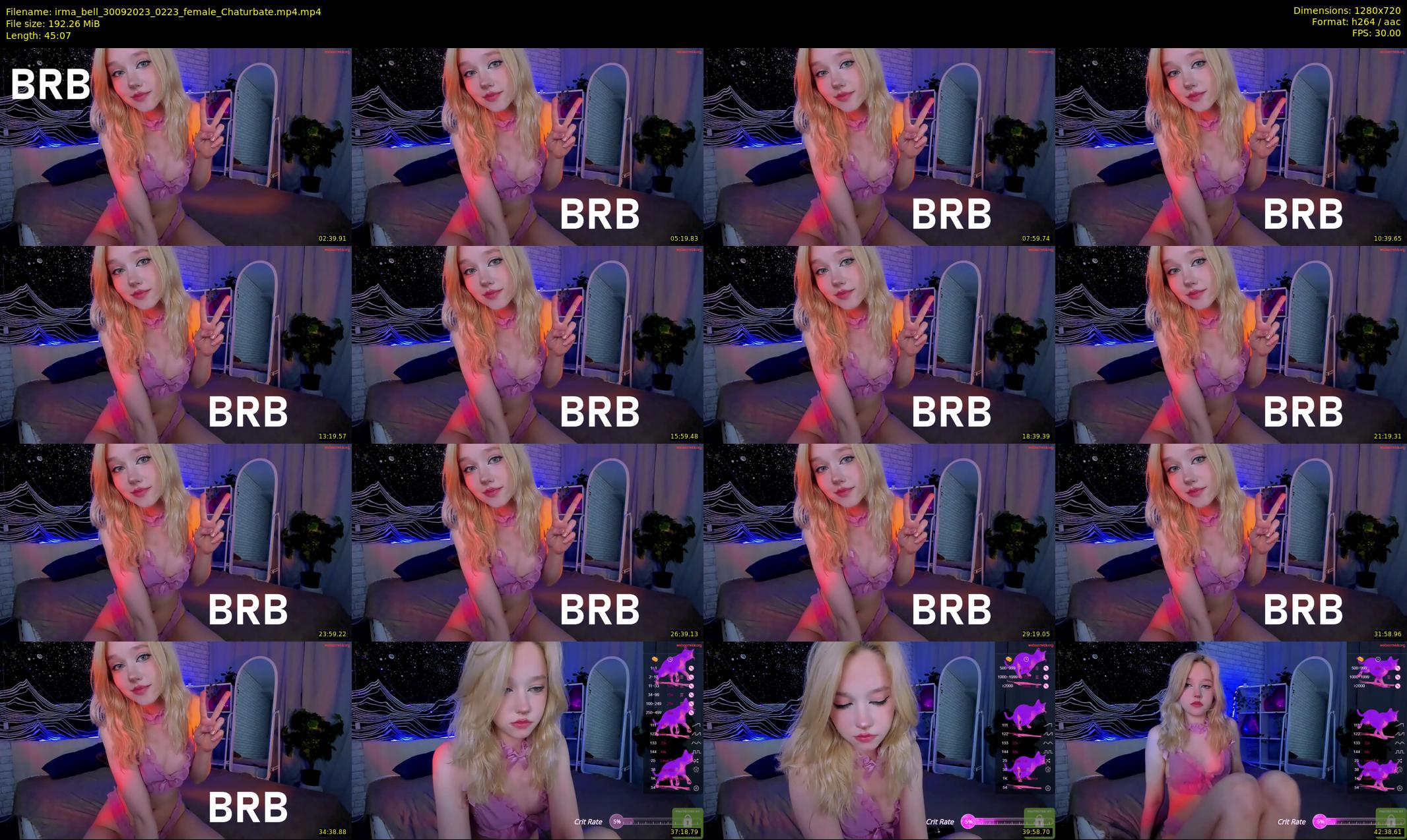 irma_bell — 46 minute Chaturbate female cam show recording, 720p, Sep 30, 2023