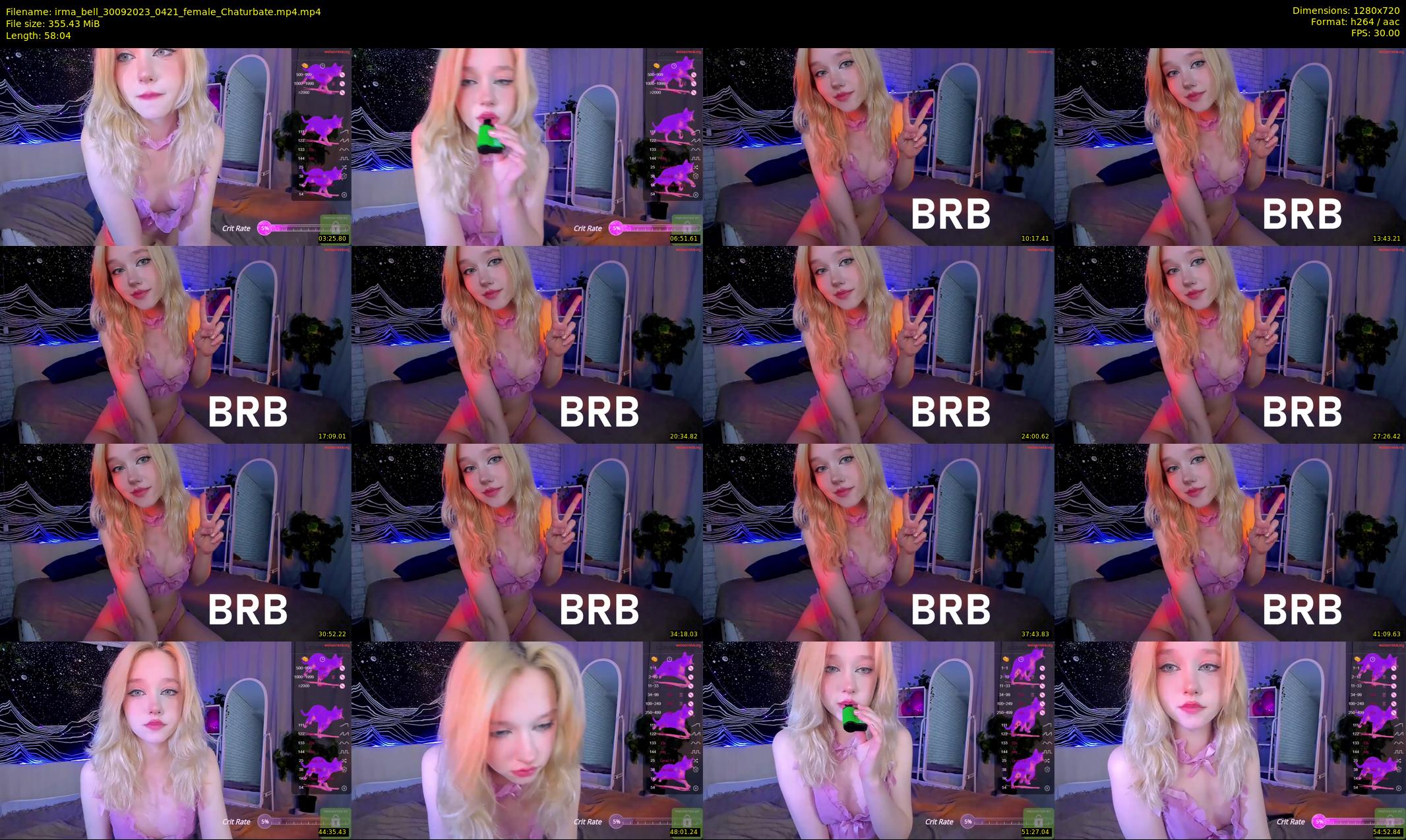 irma_bell — 59 minute Chaturbate female cam show recording, 720p, Sep 30, 2023