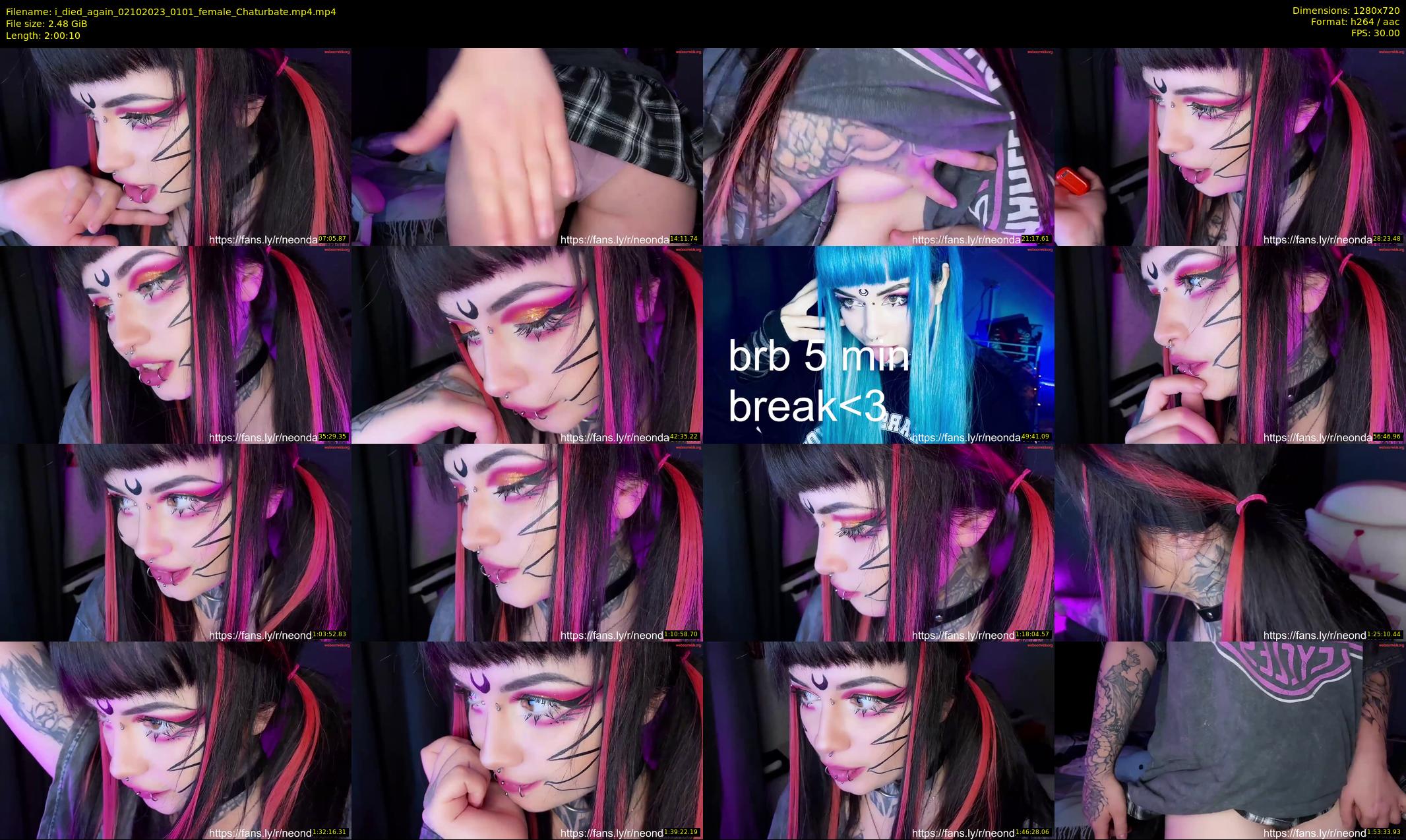 i_died_again — 121 minute Chaturbate female cam show recording, 720p, Oct 2, 2023