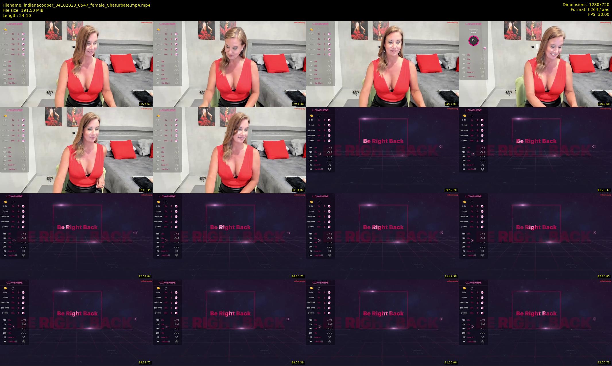 indianacooper — 25 minute Chaturbate female cam show recording, 720p, Oct 4, 2023