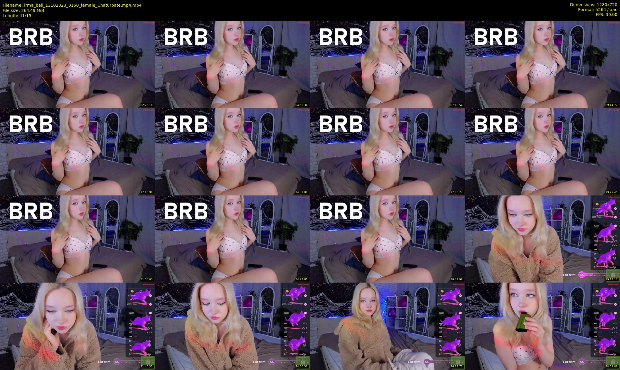 irma_bell — 42 minute Chaturbate female cam show recording, 720p, Oct 13, 2023