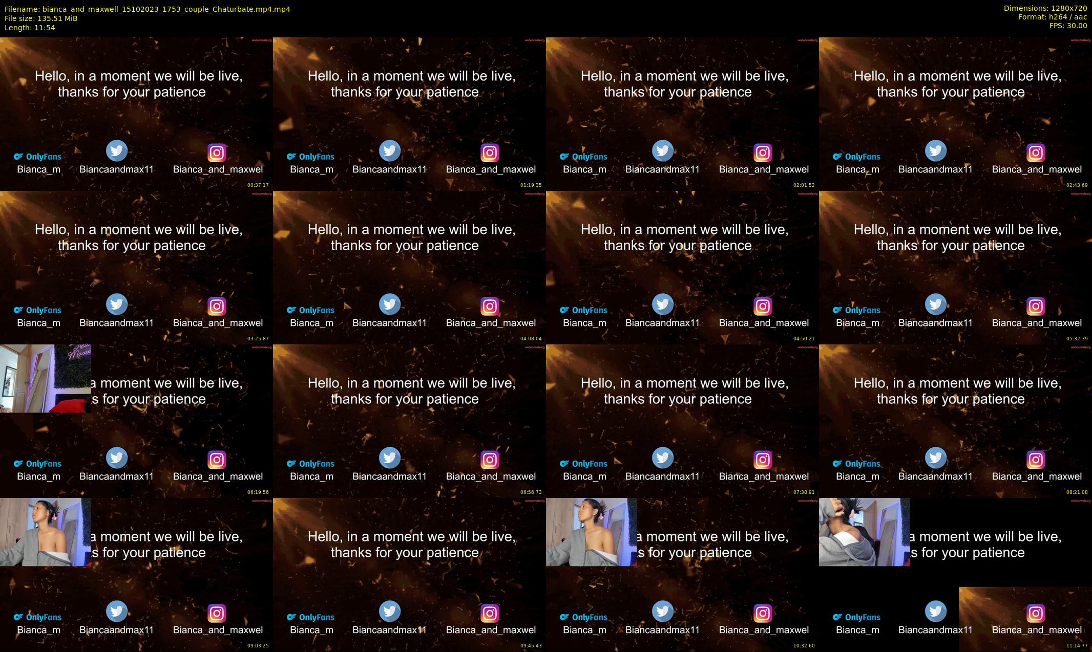 bianca_and_maxwell — 12 minute Chaturbate couple cam show recording, 720p, Oct 15, 2023