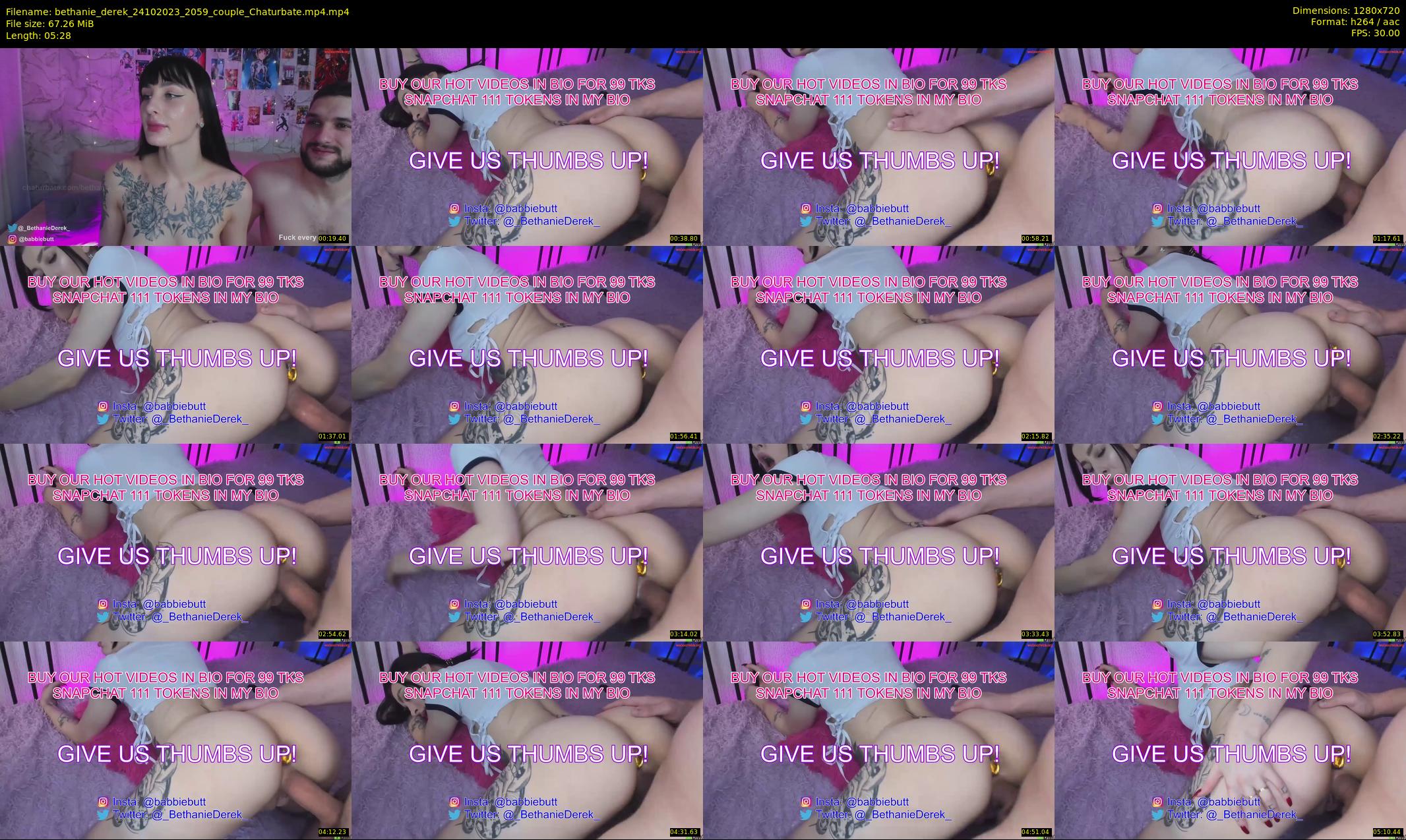 bethanie_derek — 6 minute Chaturbate couple cam show recording, 720p, Oct 24, 2023