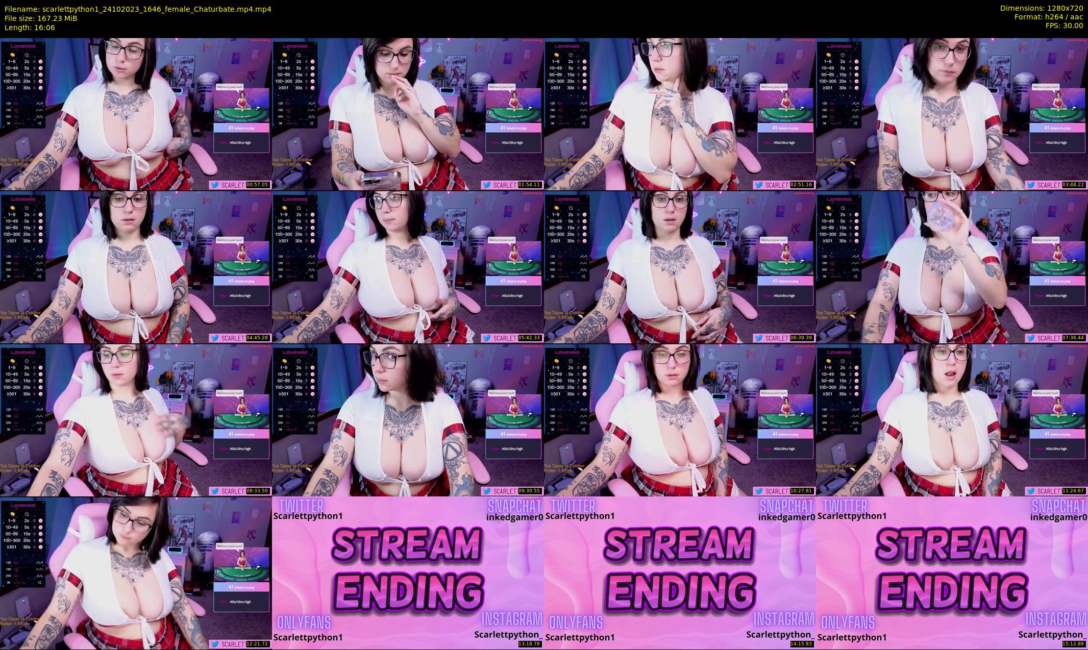 scarlettpython1 — 17 minute Chaturbate female cam show recording, 720p, Oct 24, 2023