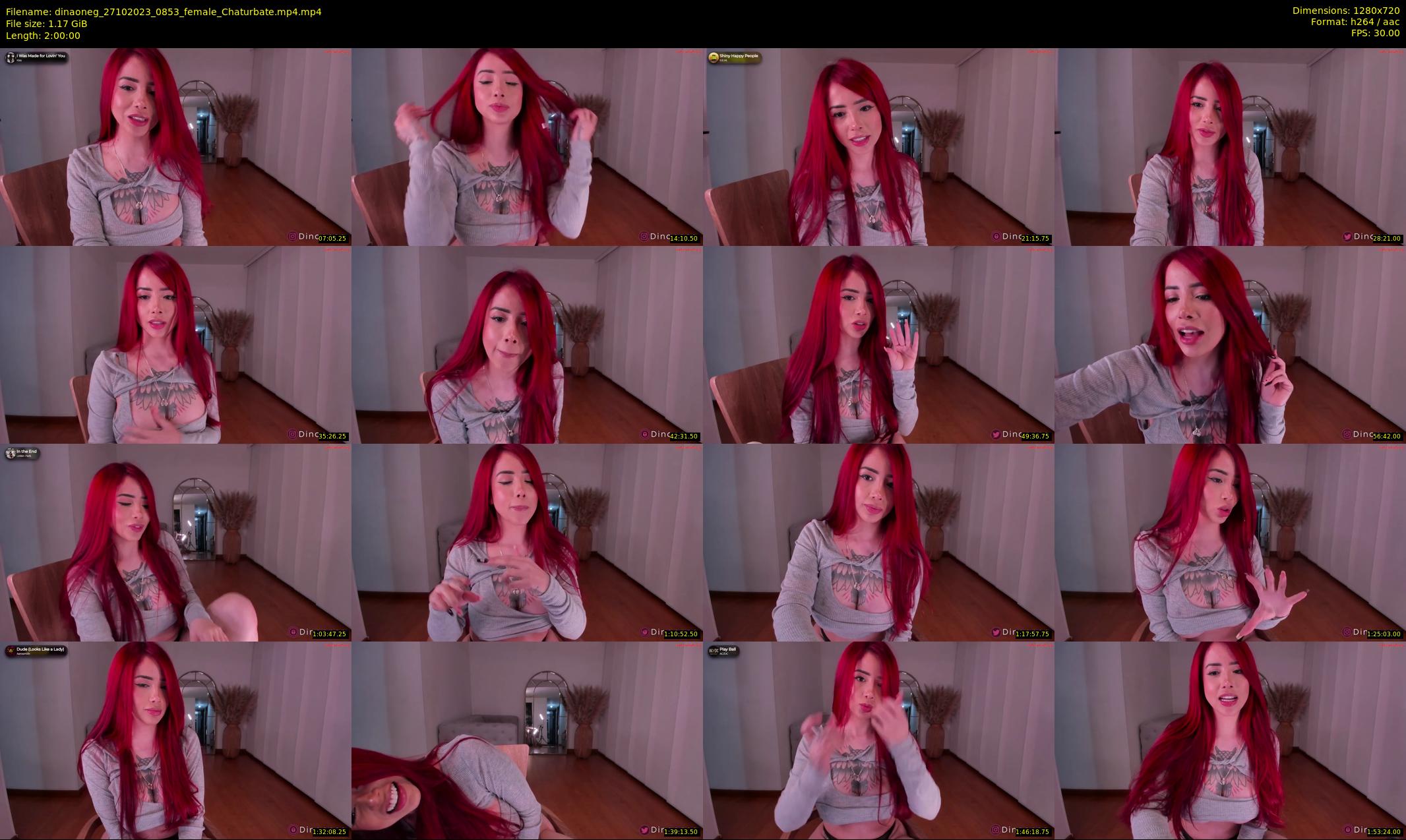 dinaoneg — 120 minute Chaturbate female cam show recording, 720p, Oct 27, 2023
