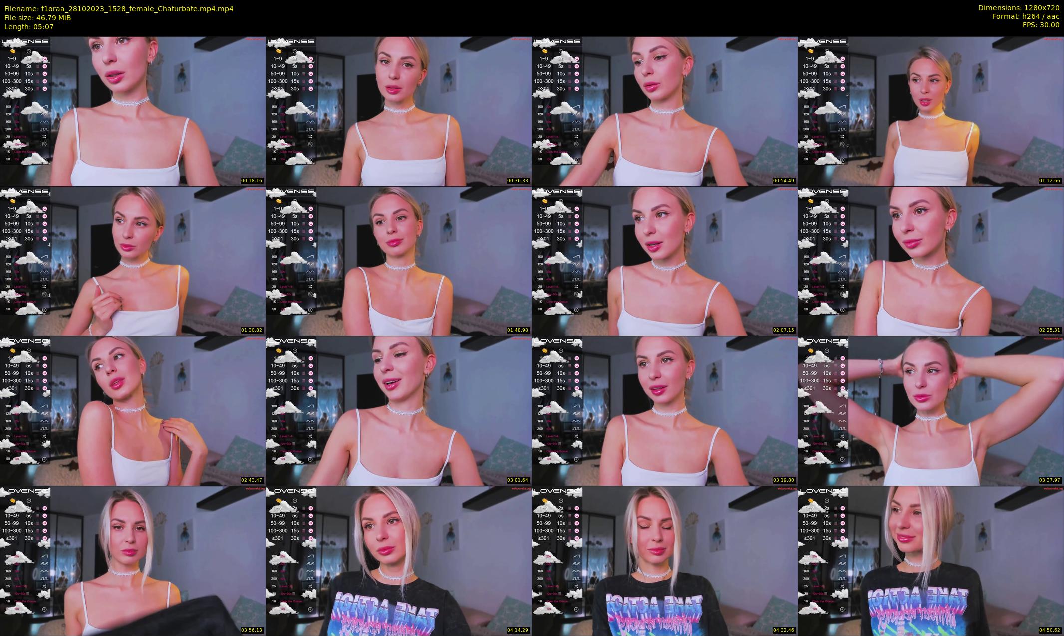 f1oraa — 6 minute Chaturbate female cam show recording, 720p, Oct 28, 2023