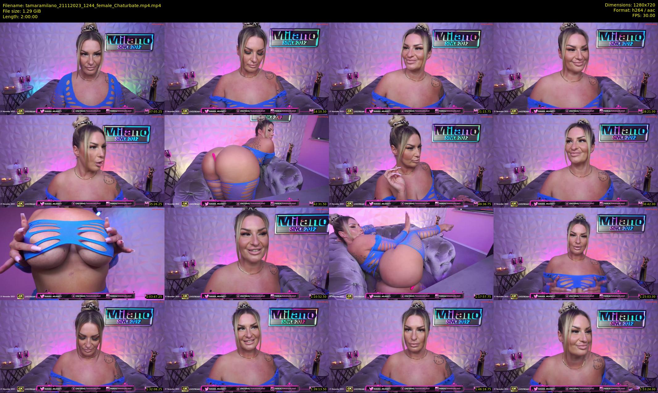 tamaramilano — 120 minute Chaturbate female cam show recording, 720p, Nov 21, 2023