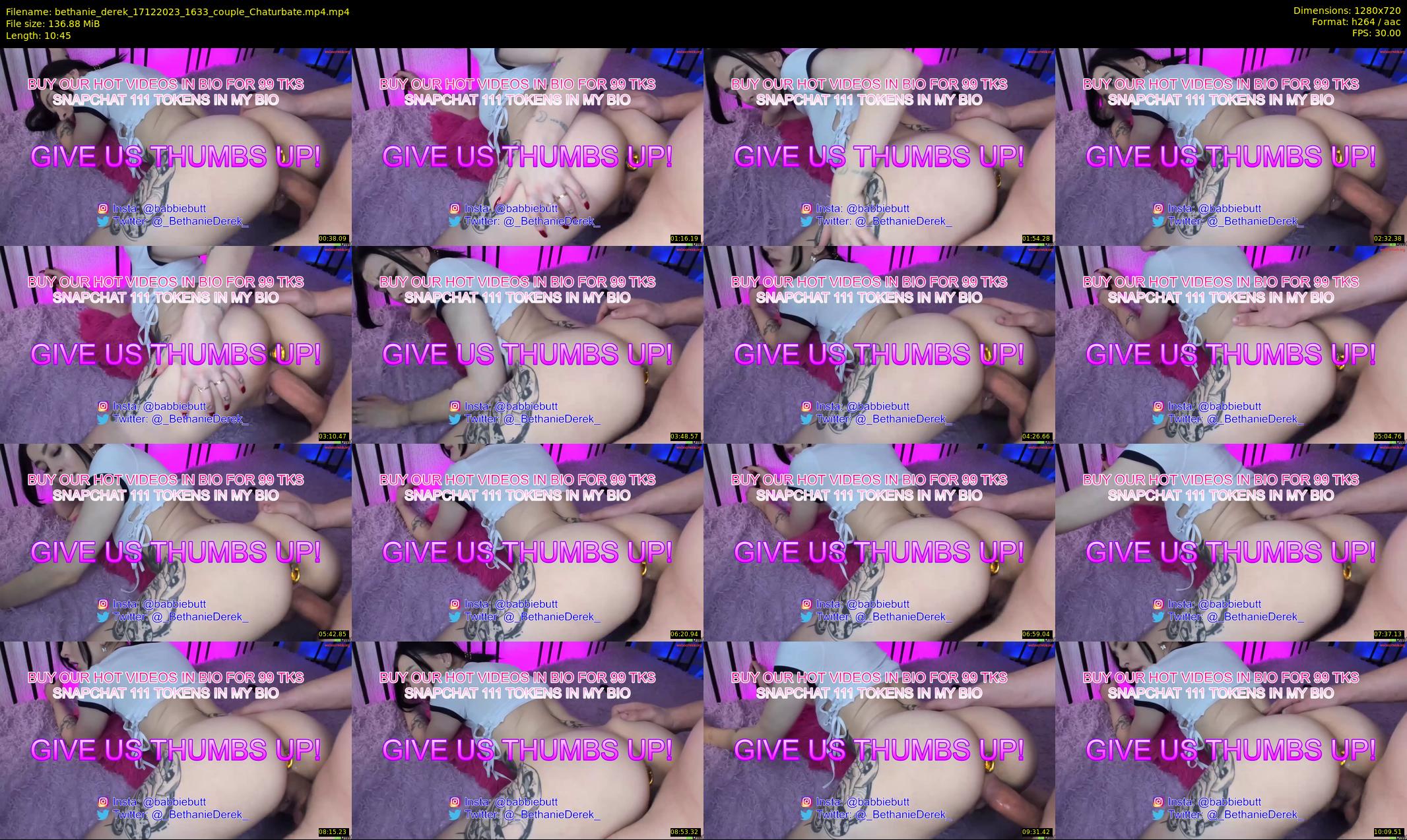 bethanie_derek — 11 minute Chaturbate couple cam show recording, 720p, Dec 17, 2023