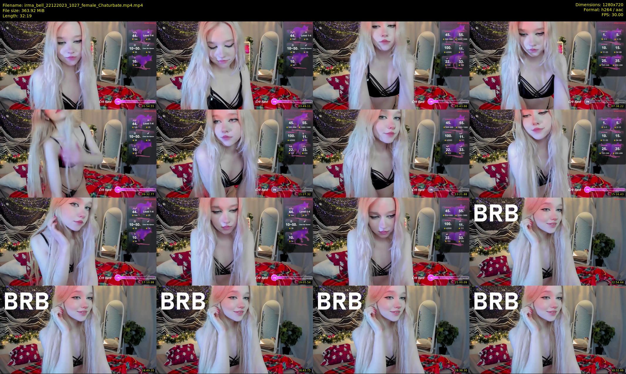 irma_bell — 33 minute Chaturbate female cam show recording, 720p, Dec 22, 2023