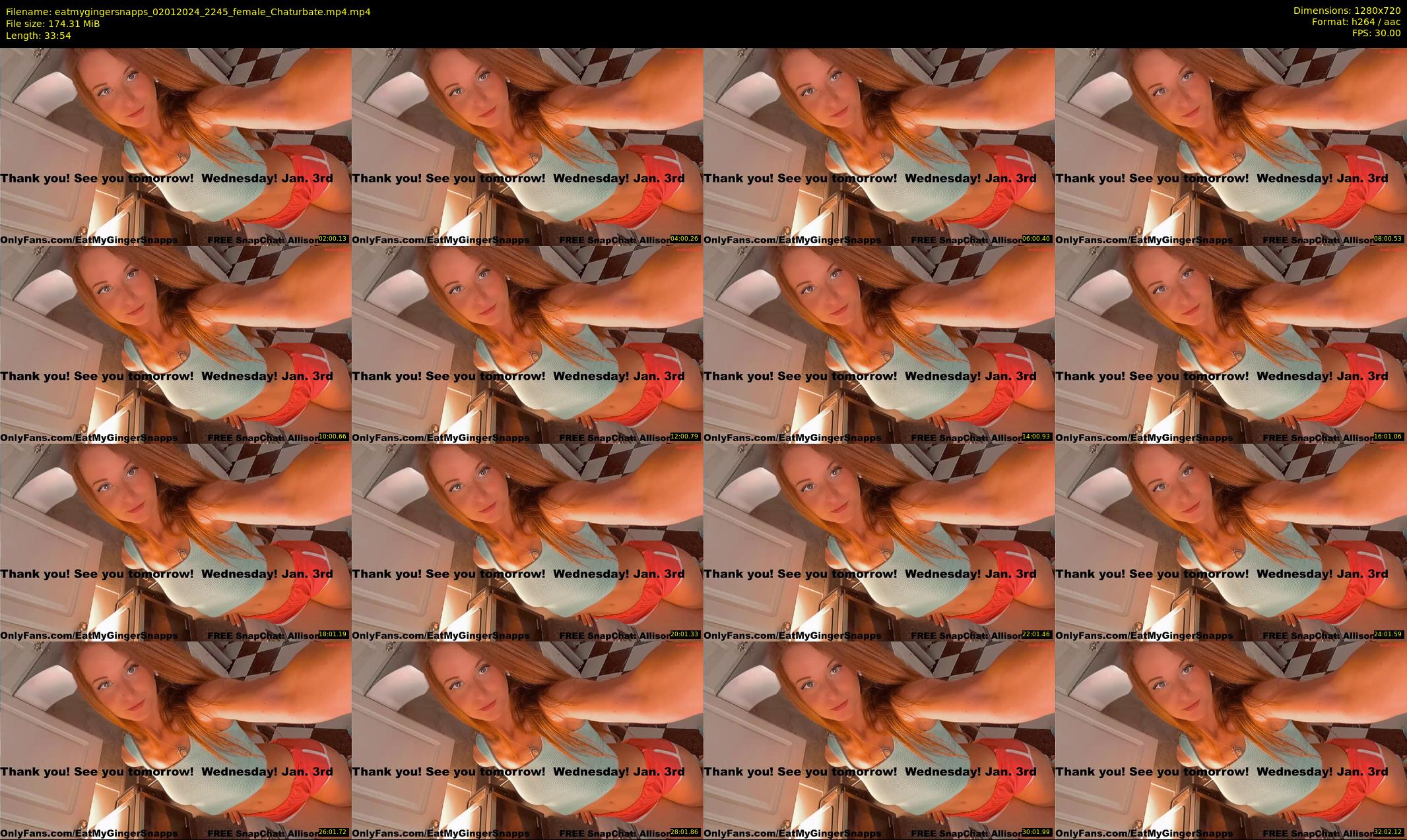 eatmygingersnapps — 34 minute Chaturbate female cam show recording, 720p, Jan 2, 2024