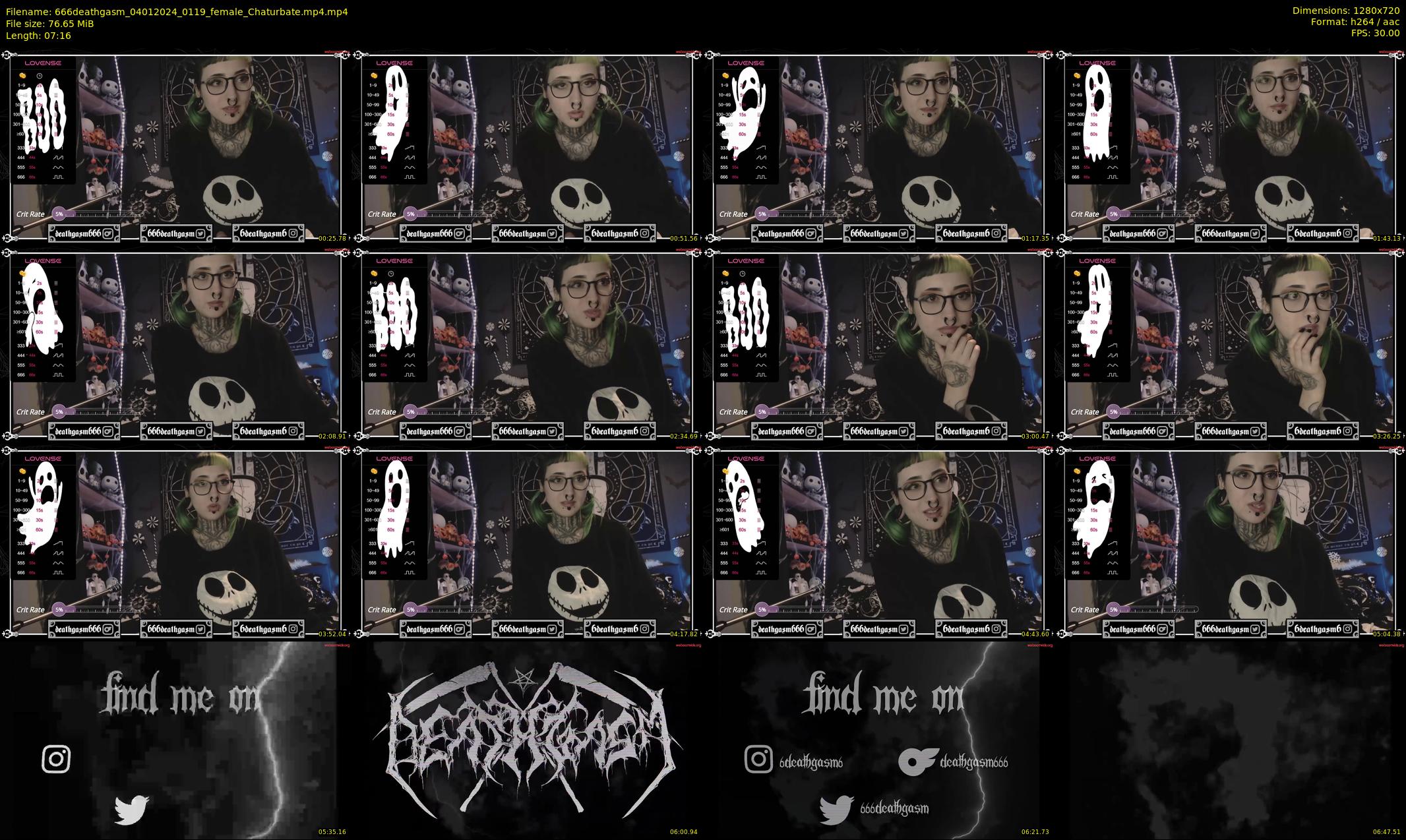 666deathgasm — 8 minute Chaturbate female cam show recording, 720p, Jan 4, 2024