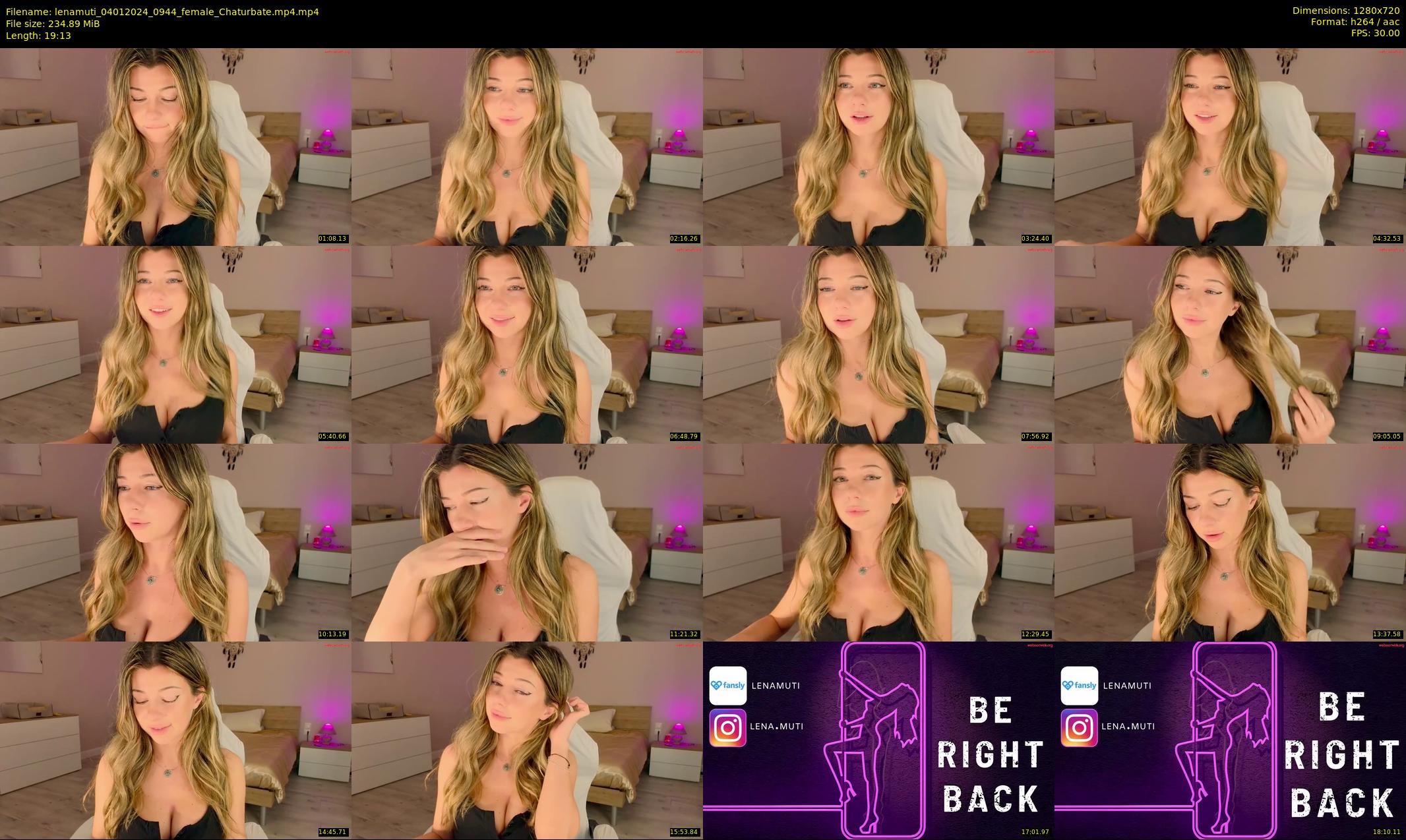 lenamuti — 20 minute Chaturbate female cam show recording, 720p, Jan 4, 2024