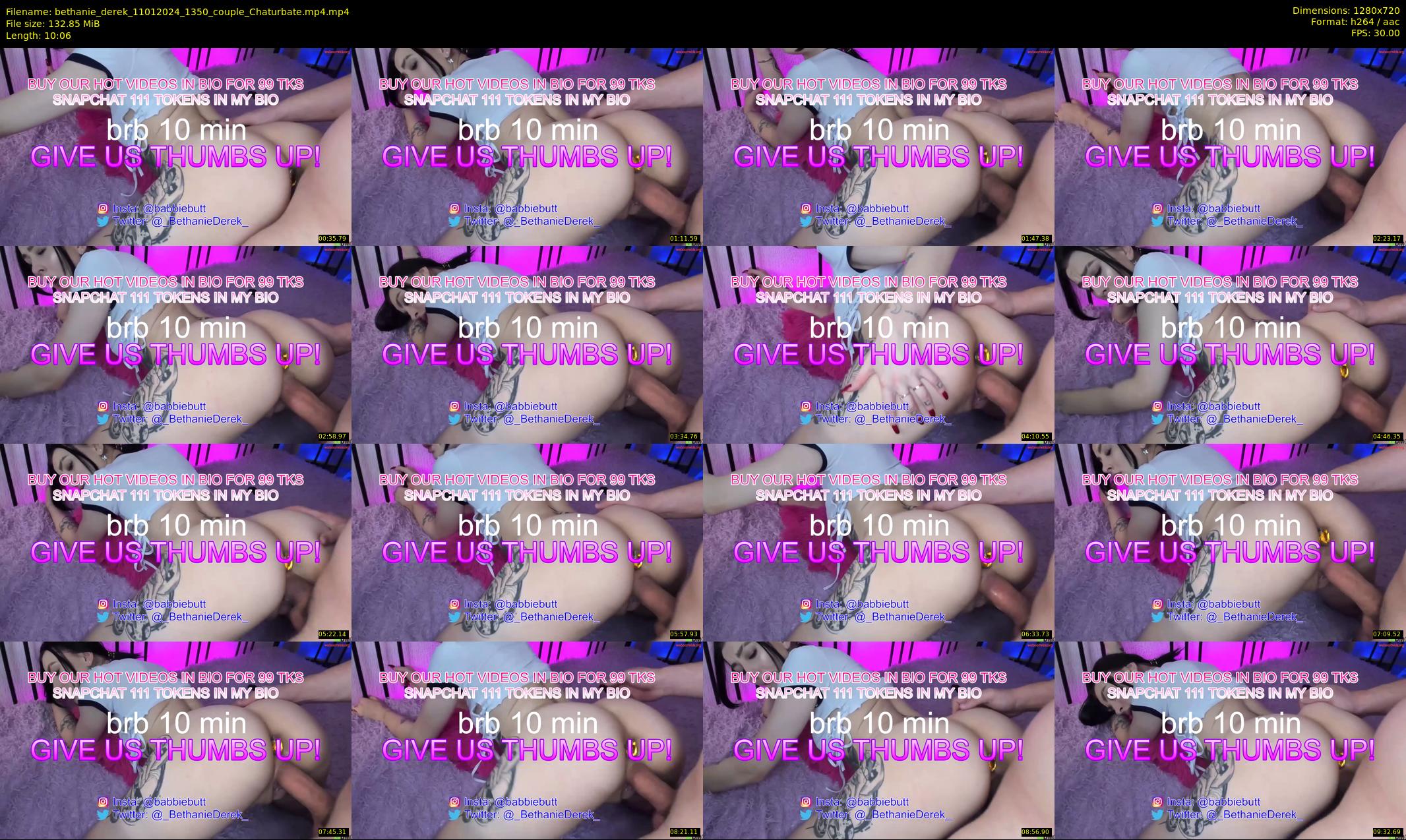 bethanie_derek — 11 minute Chaturbate couple cam show recording, 720p, Jan 11, 2024