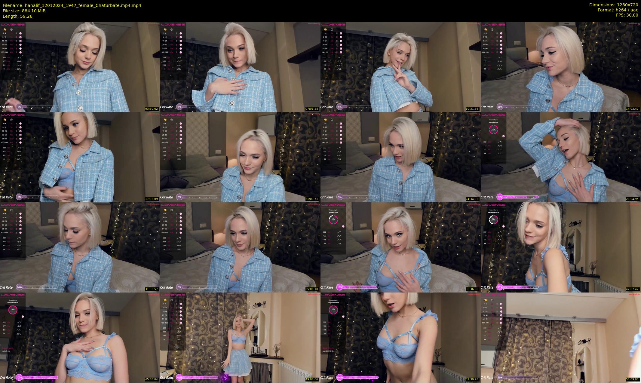 hanalif — 60 minute Chaturbate female cam show recording, 720p, Jan 12, 2024