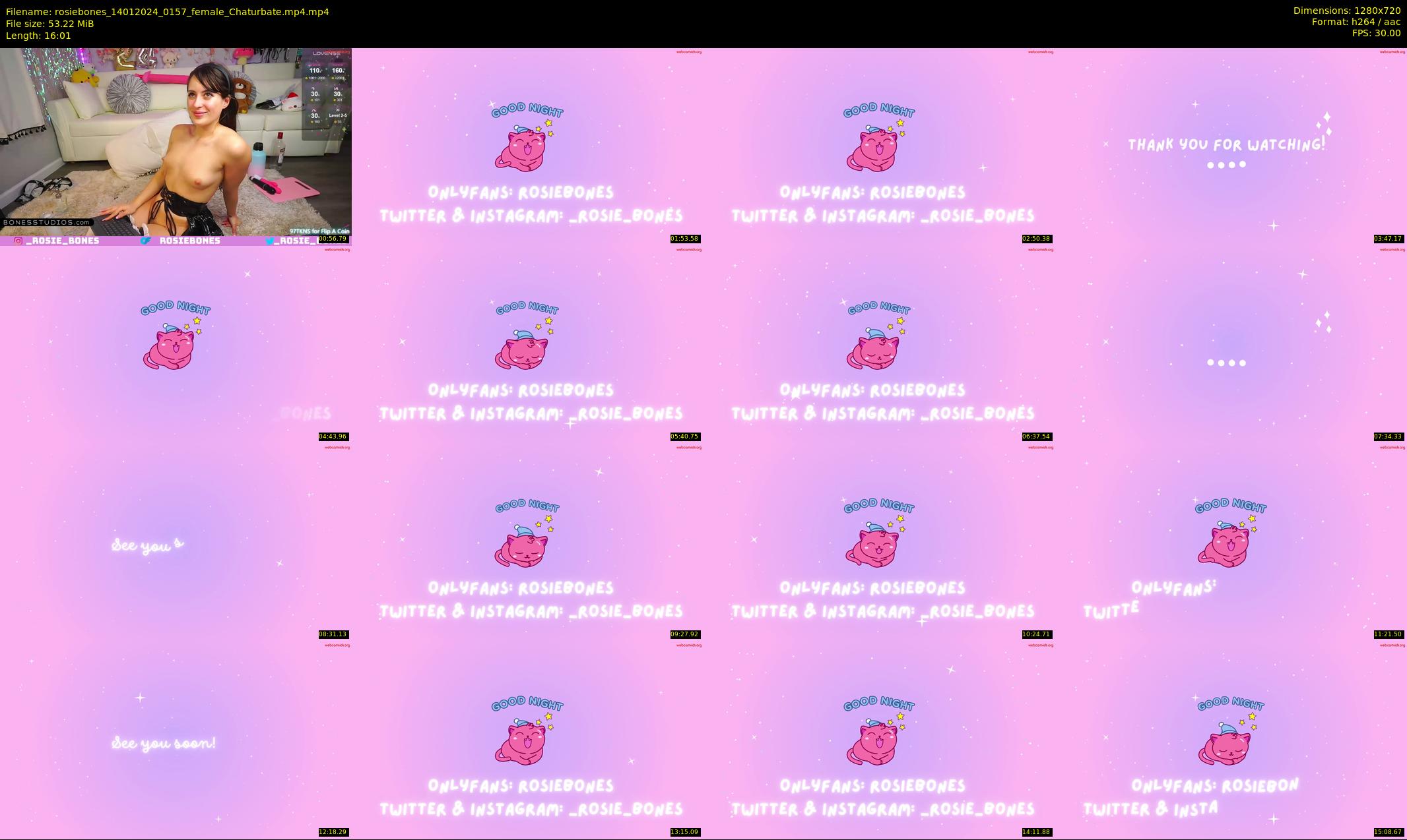 rosiebones — 17 minute Chaturbate female cam show recording, 720p, Jan 14, 2024