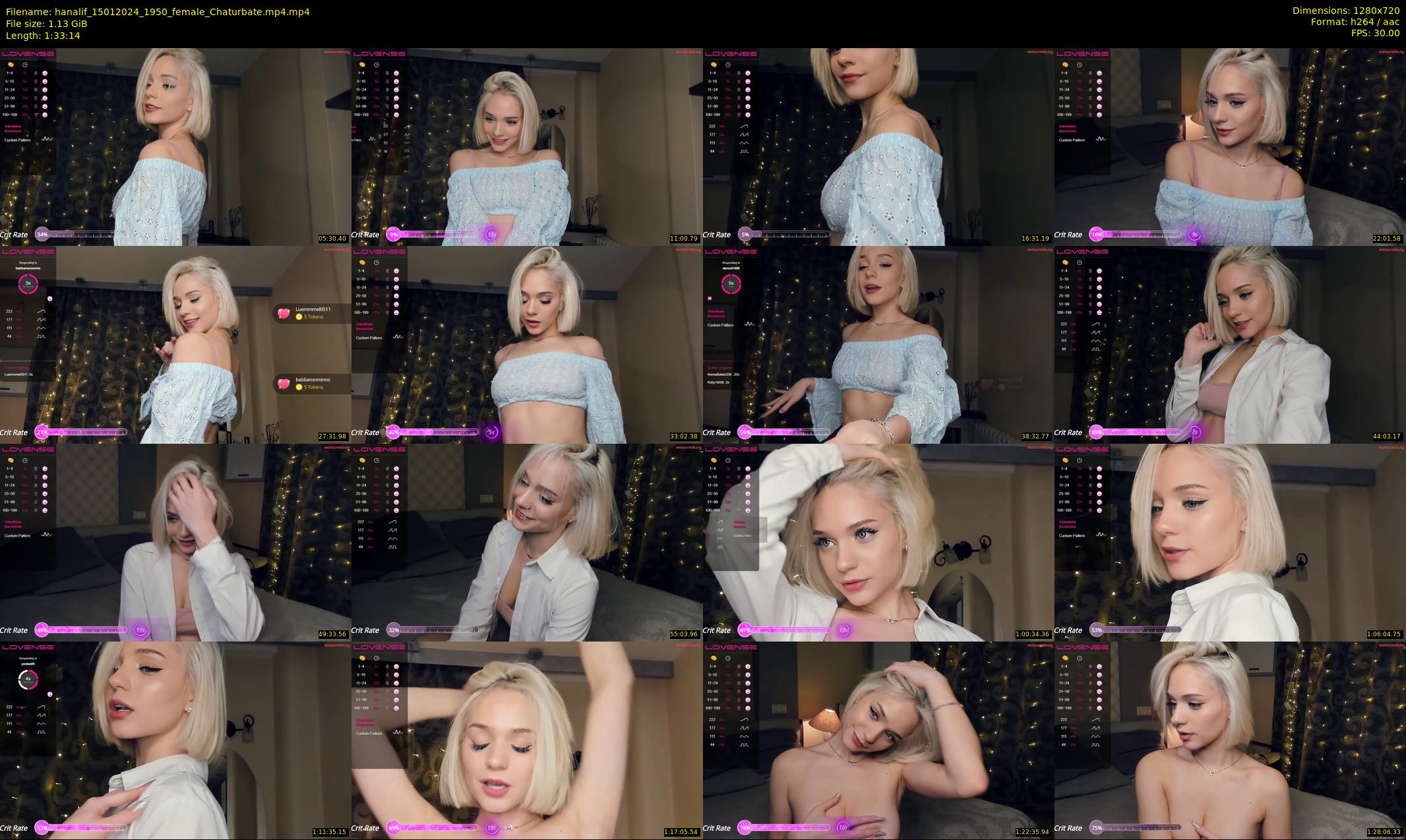 hanalif — 94 minute Chaturbate female cam show recording, 720p, Jan 15, 2024