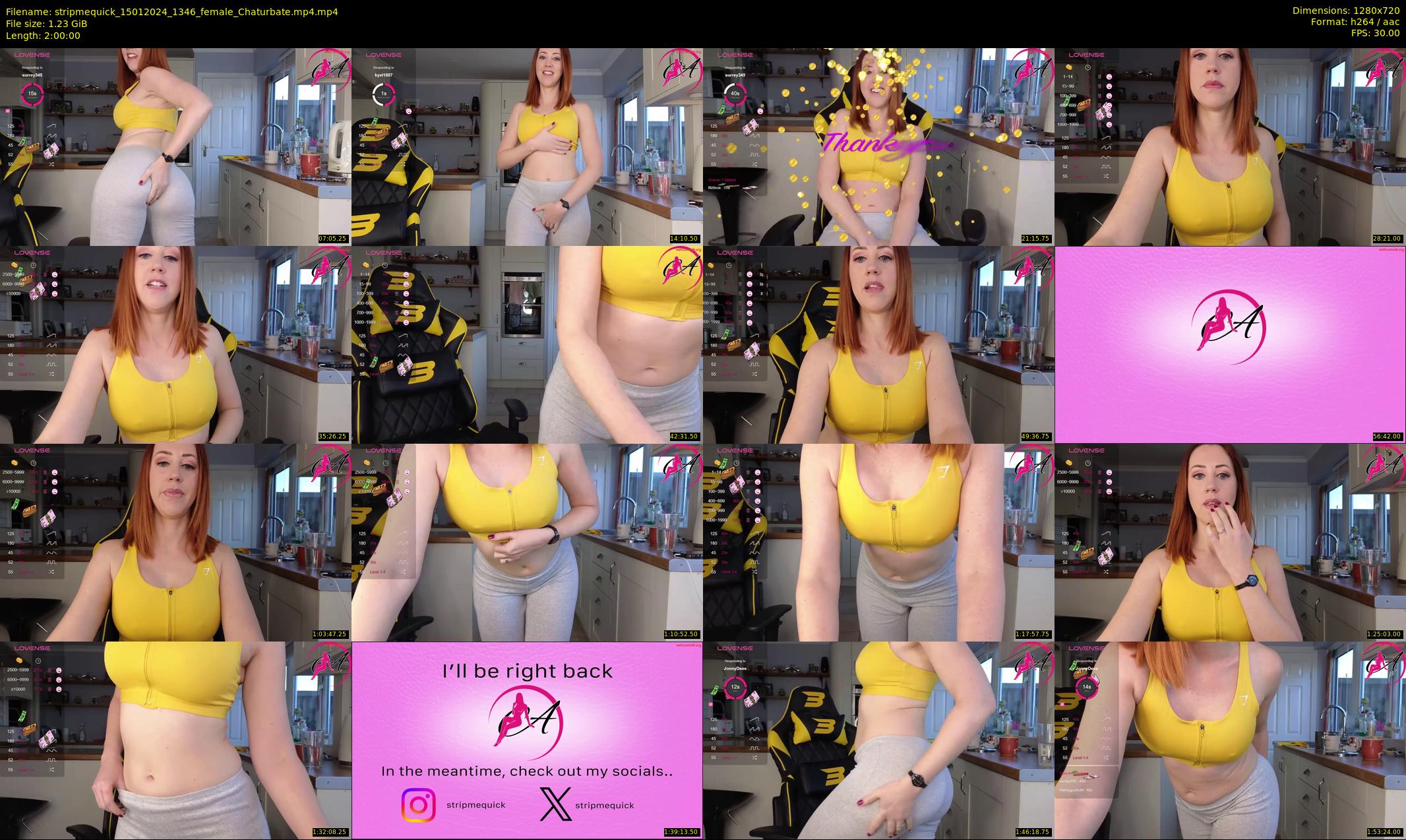stripmequick — 120 minute Chaturbate female cam show recording, 720p, Jan 15, 2024