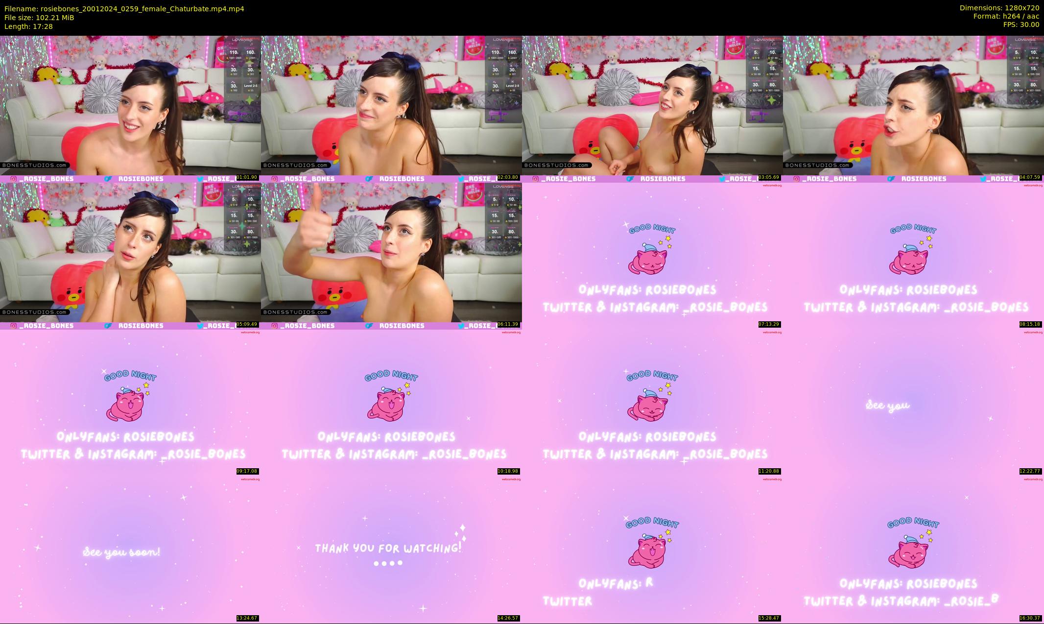 rosiebones — 18 minute Chaturbate female cam show recording, 720p, Jan 20, 2024