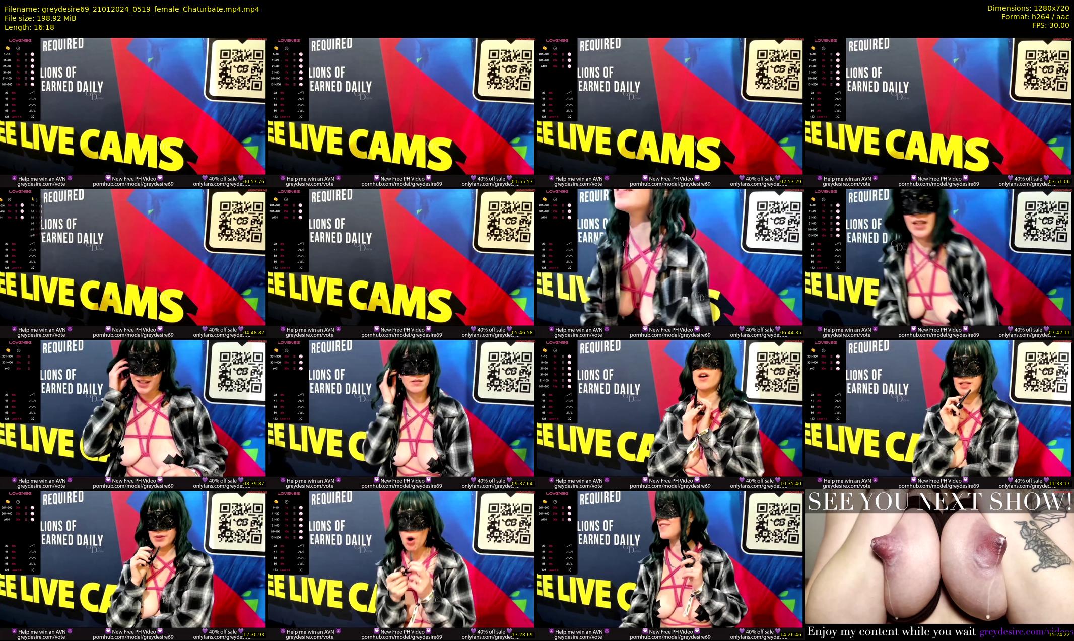 greydesire69 — 17 minute Chaturbate female cam show recording, 720p, Jan 21, 2024