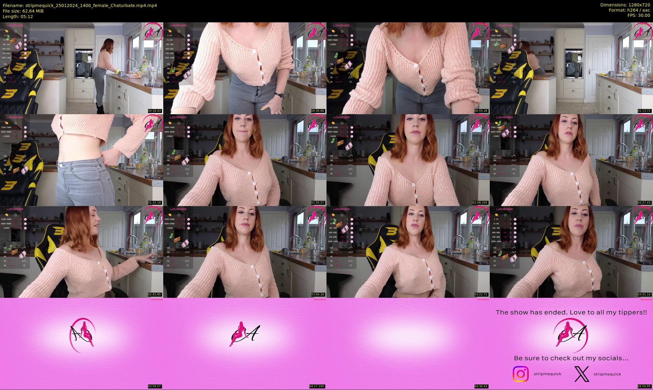 stripmequick — 6 minute Chaturbate female cam show recording, 720p, Jan 25, 2024