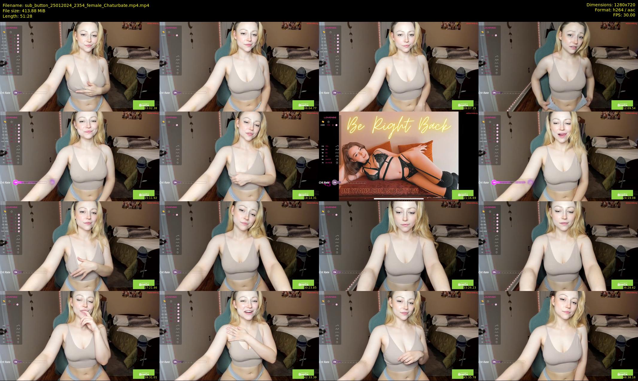 sub_button — 52 minute Chaturbate female cam show recording, 720p, Jan 25, 2024