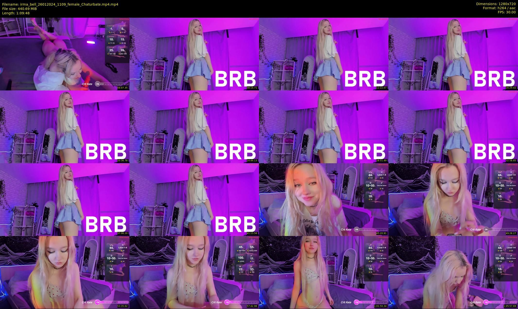 irma_bell — 70 minute Chaturbate female cam show recording, 720p, Jan 26, 2024