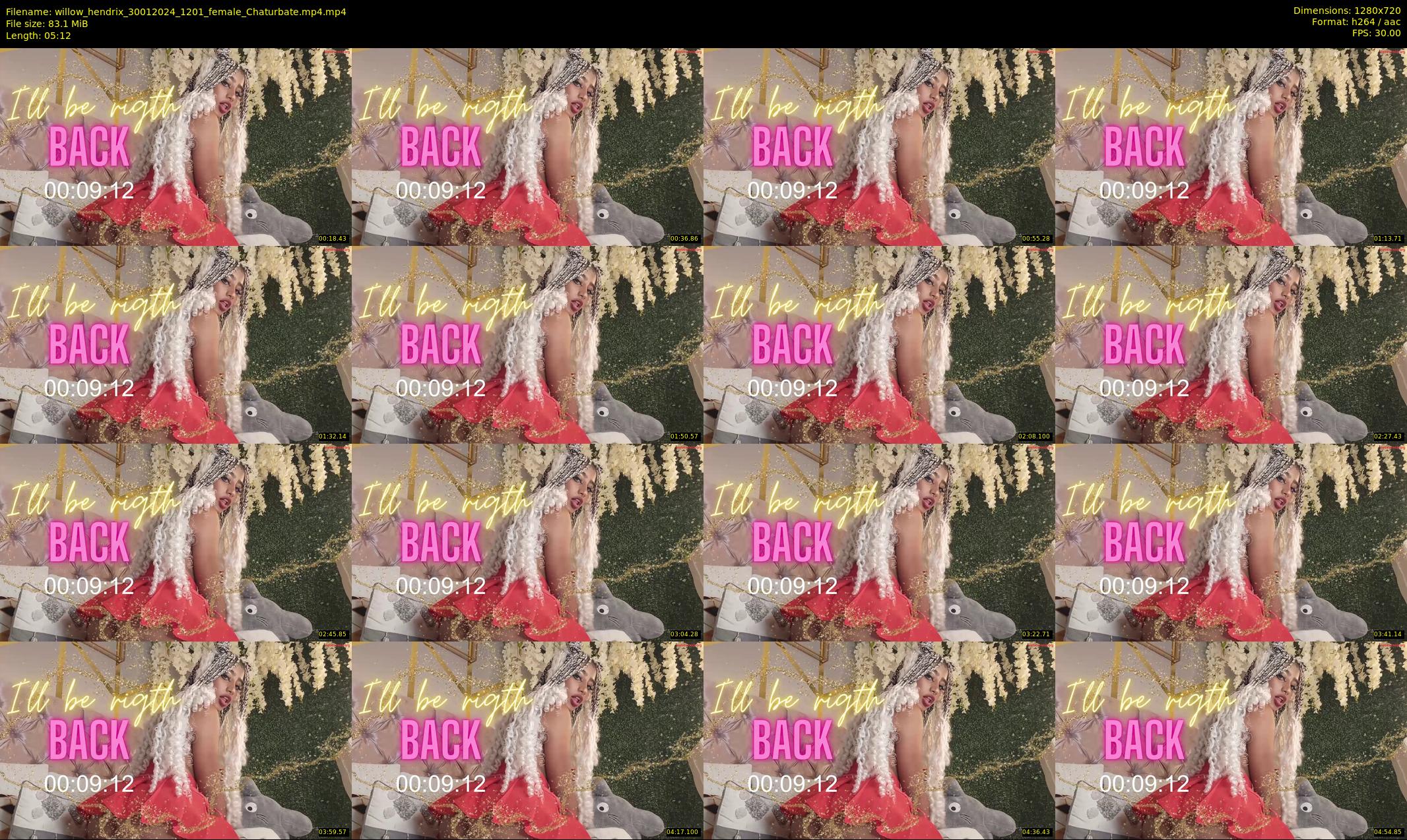willow_hendrix — 6 minute Chaturbate female cam show recording, 720p, Jan 30, 2024