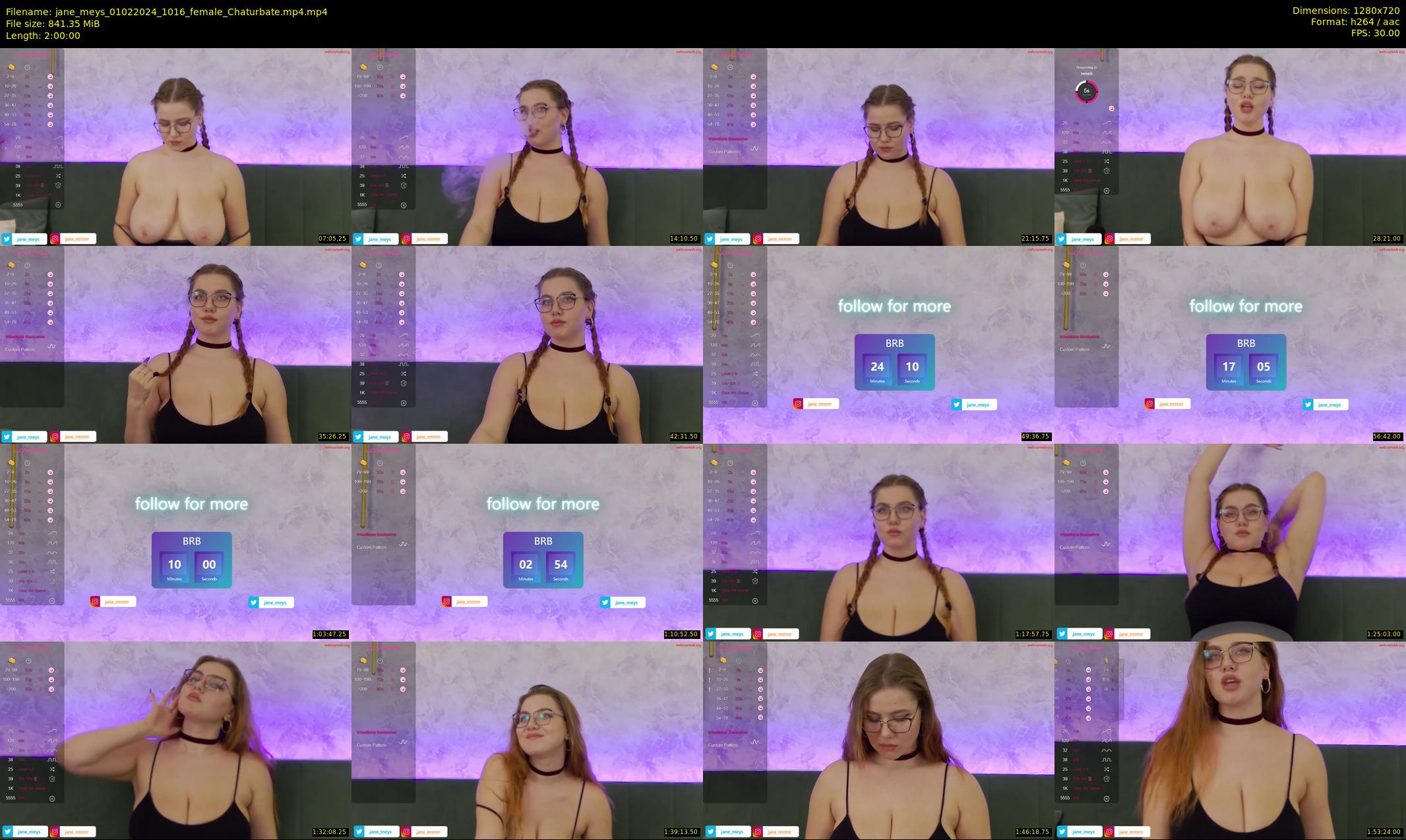 jane_meys — 120 minute Chaturbate female cam show recording, 720p, Feb 1, 2024