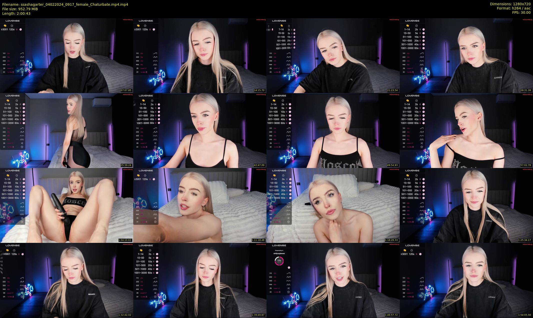 ssashagarter — 121 minute Chaturbate female cam show recording, 720p, Feb 4, 2024