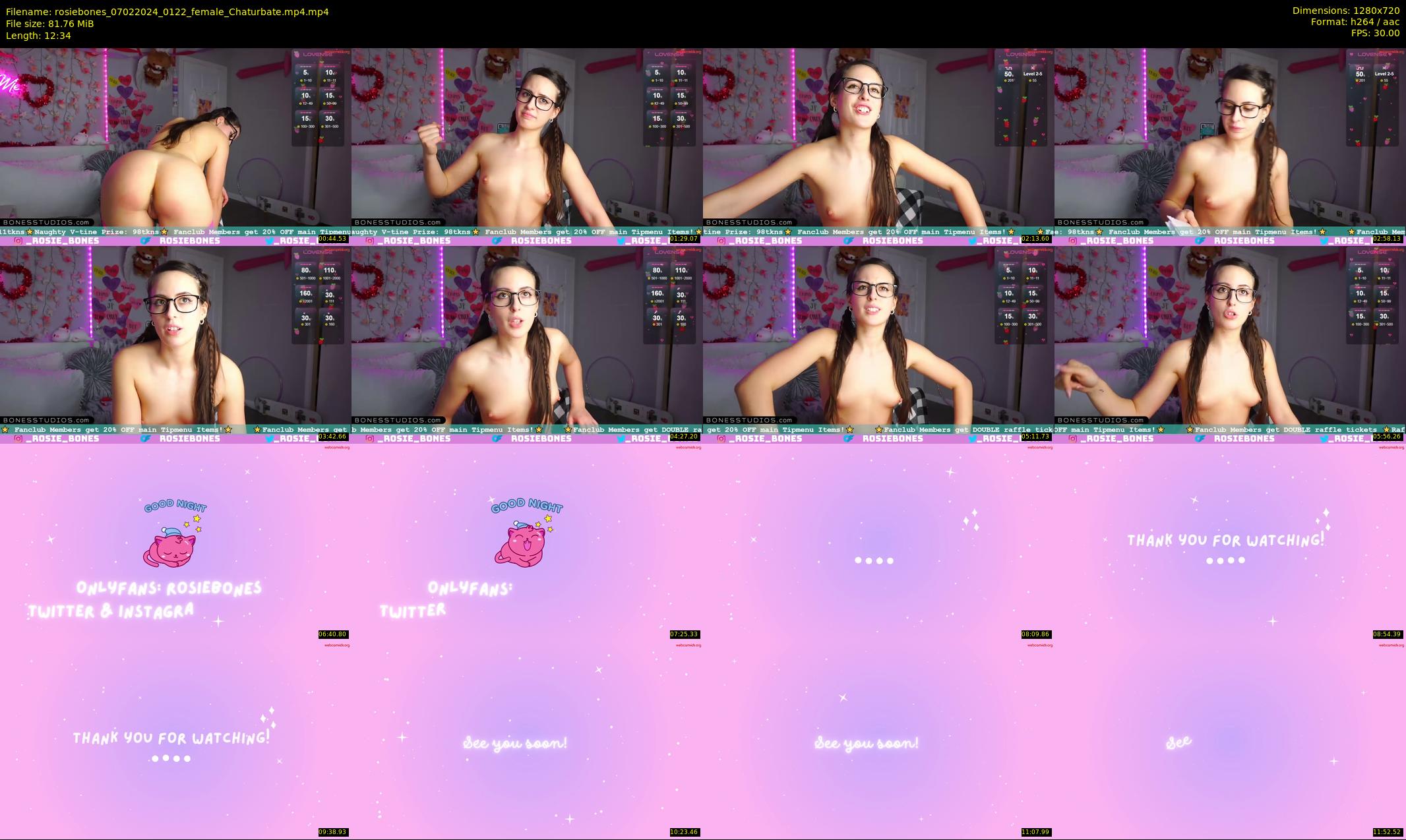 rosiebones — 13 minute Chaturbate female cam show recording, 720p, Feb 7, 2024